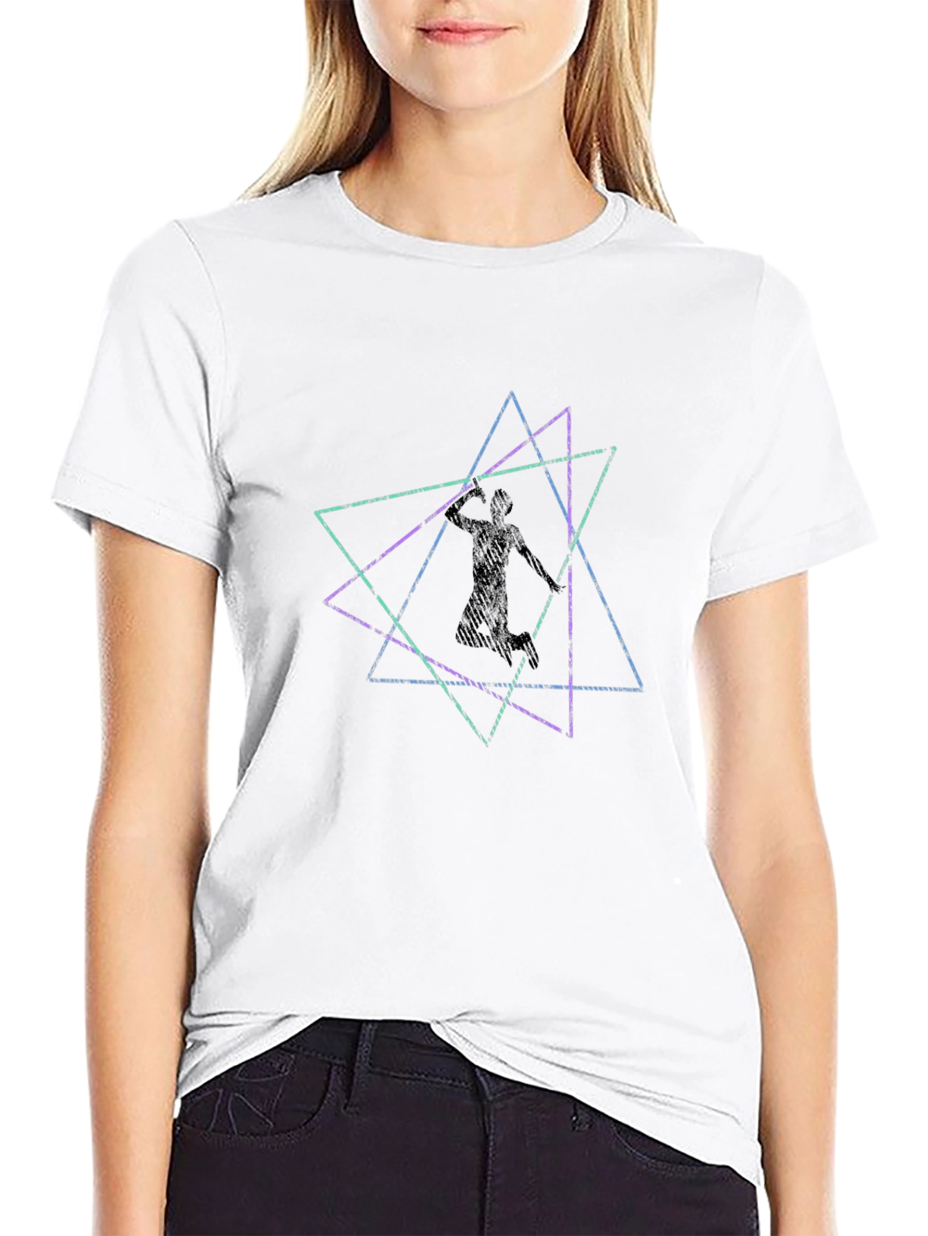 Black Geometric Athlete Graphic Black Tee view 9