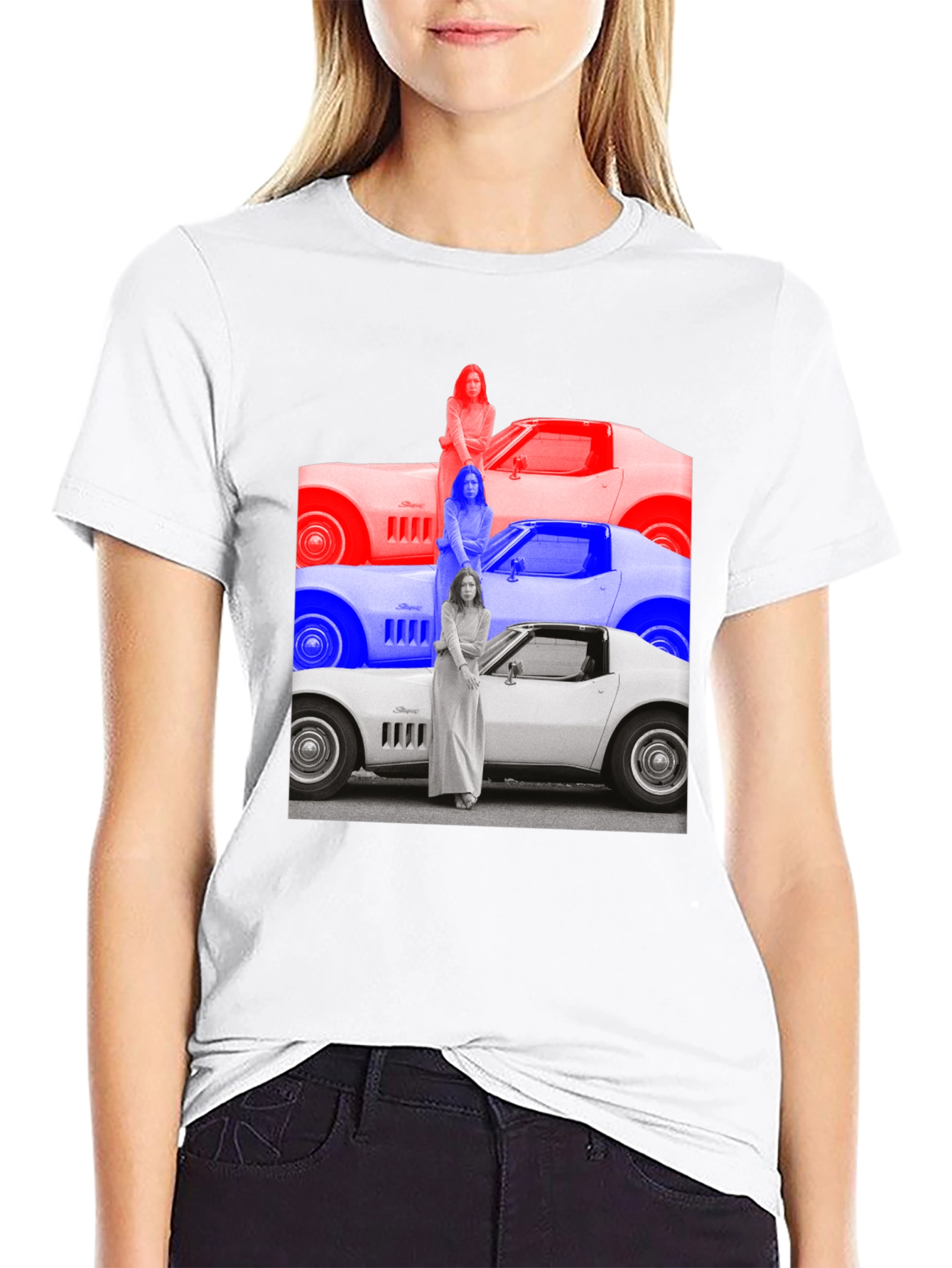 Black Vintage Vette T-Shirt - Retro Car Graphic Tee view 9