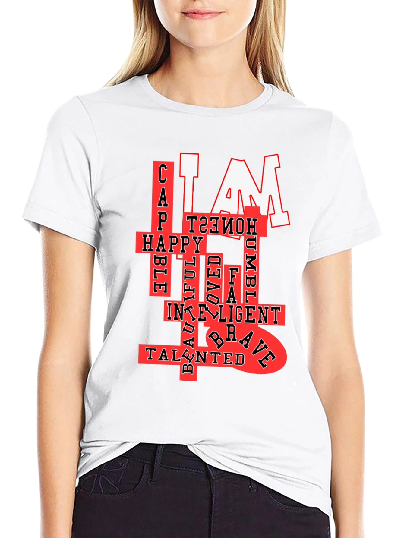 Black I AM T-Shirt: Confident, Happy & Talented  view 9