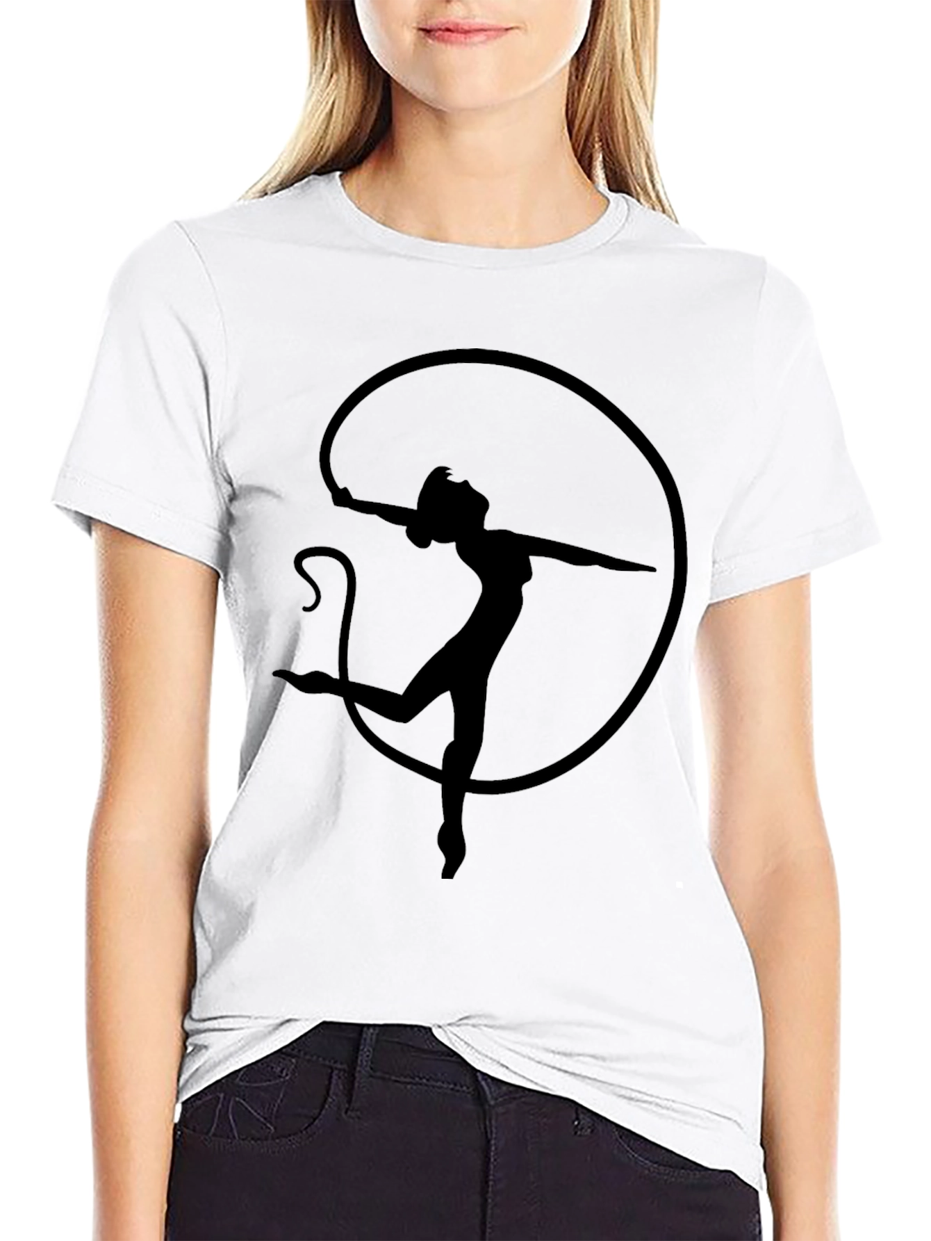 Black Silhouette Dancer Tee - Black Cotton Graphic T-Shirt view 9