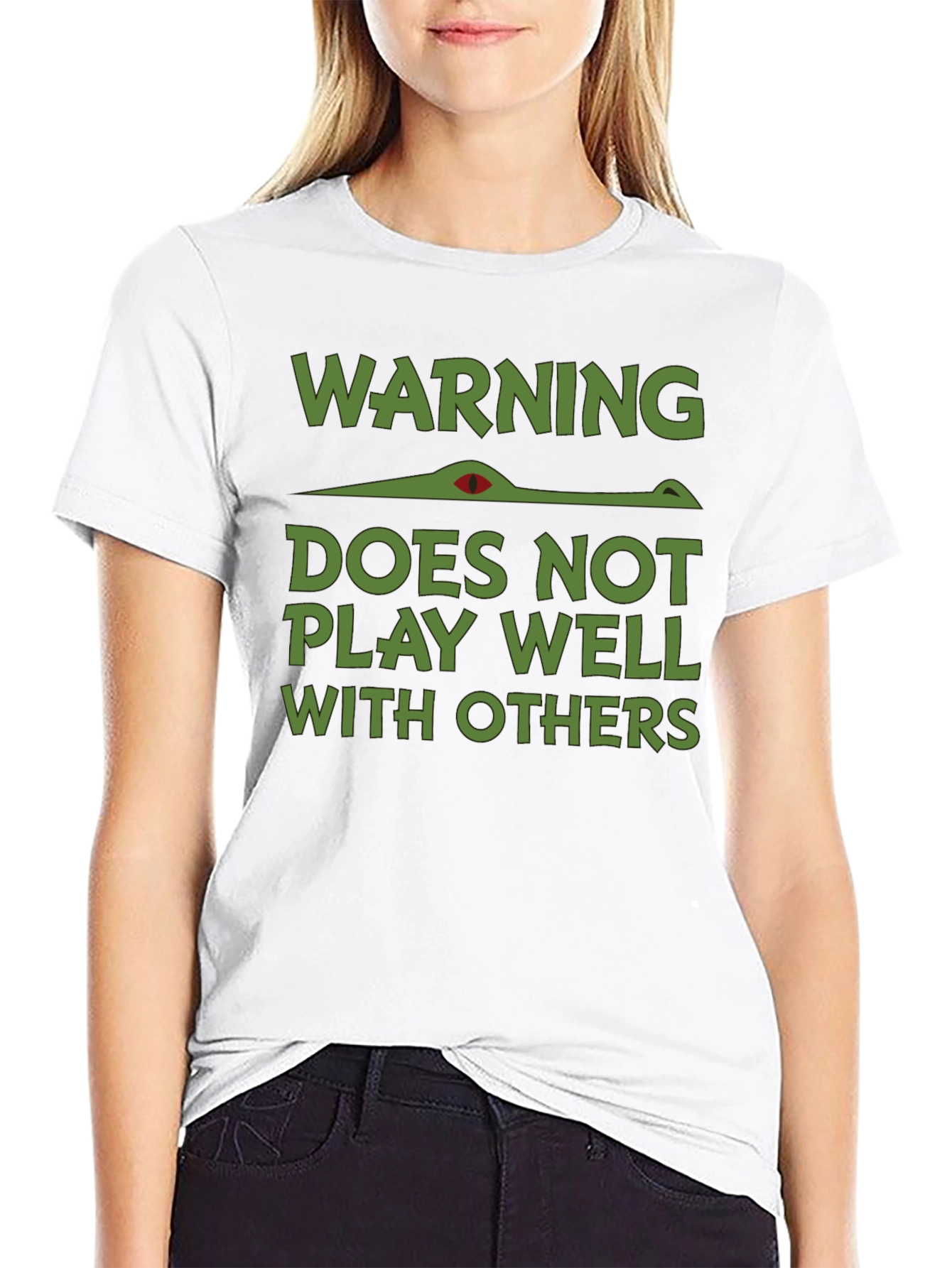 Black Warning: Does Not Play Well With Others T-Shirt view 9