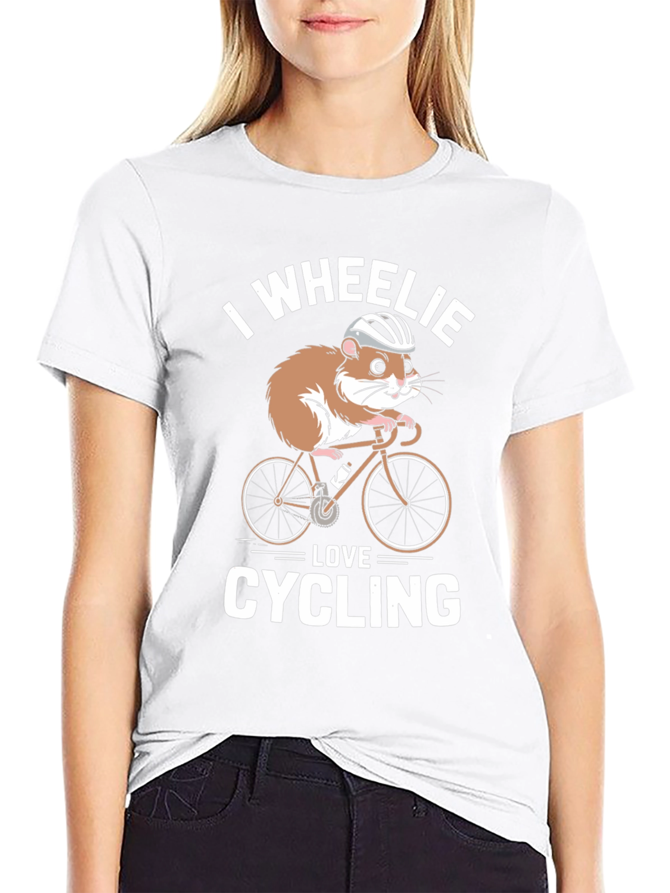 Black Hamster Cycling T-Shirt - "I Wheelie Love Cycling" view 9
