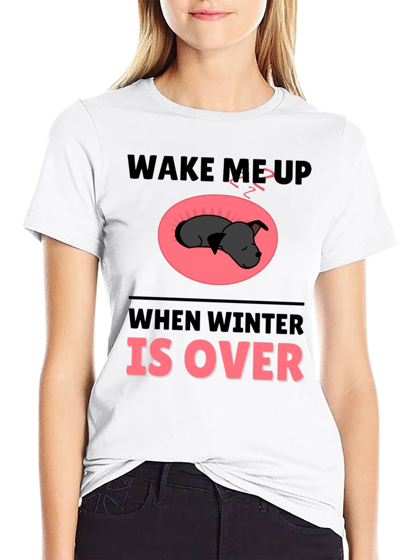 Black Wake Me Up When Winter Is Over T-Shirt view 9