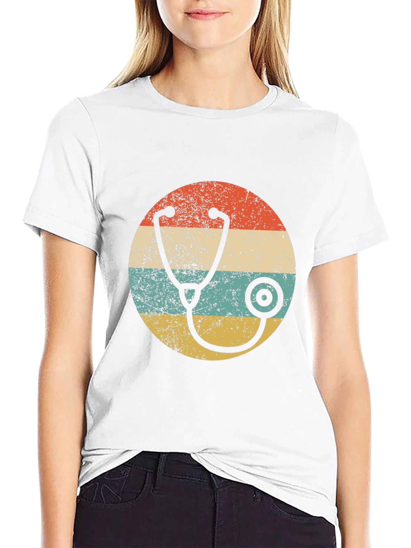 Black Retro Stethoscope Graphic Tee view 9