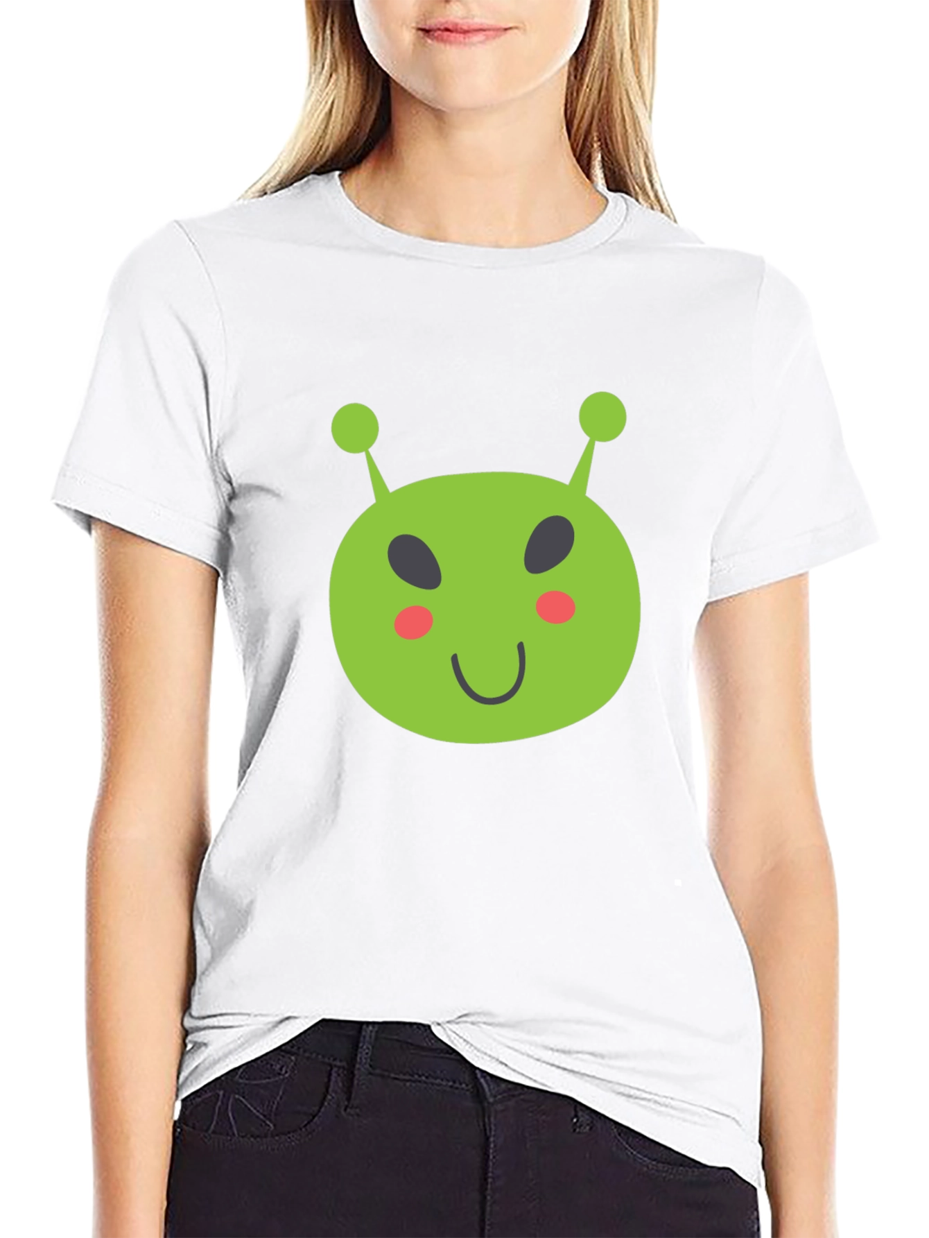 Black Fun Alien Graphic Tee - Black Cotton T-Shirt view 9