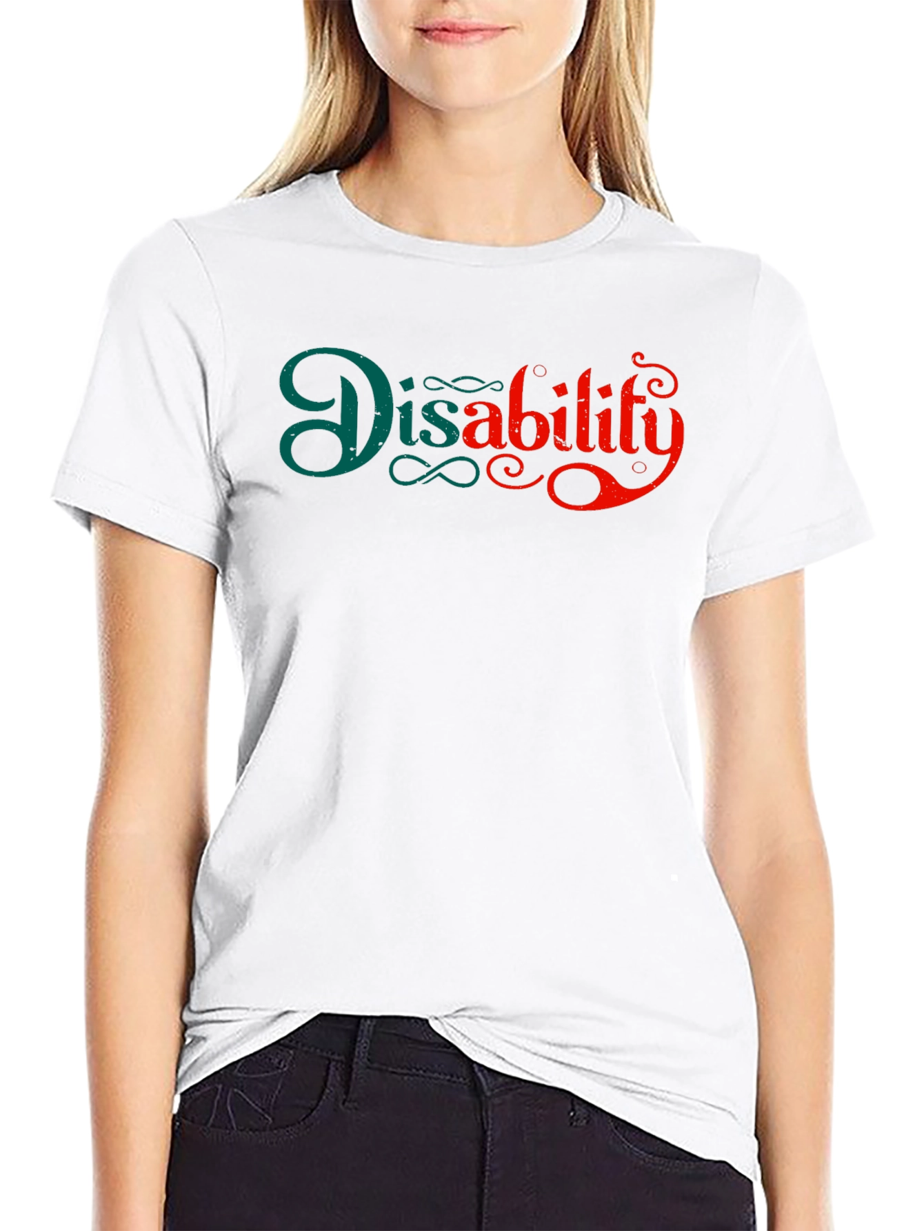 Black Disability Awareness Black T-Shirt view 9