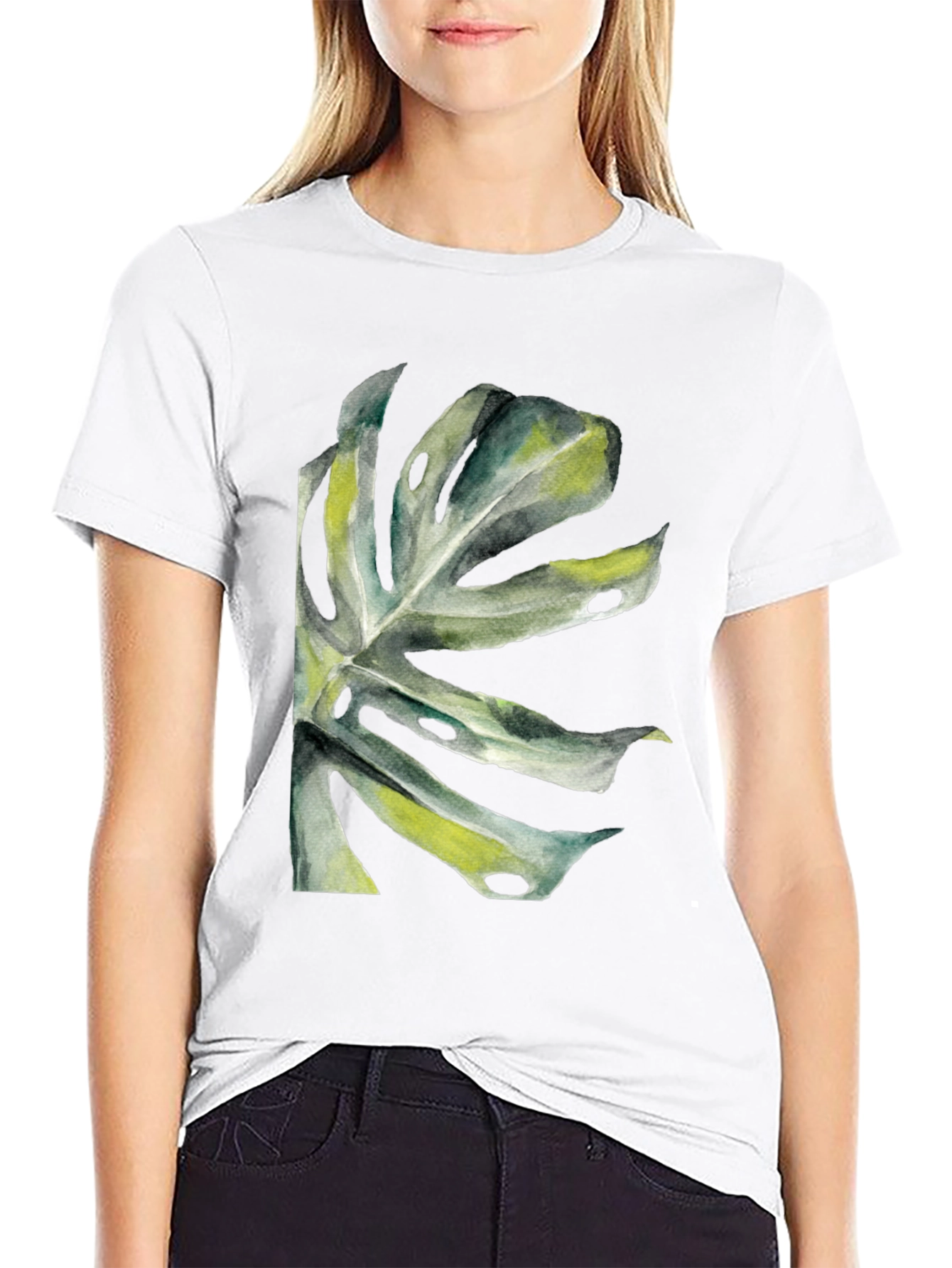 Black Tropical Leaf Graphic T-Shirt - Black view 9