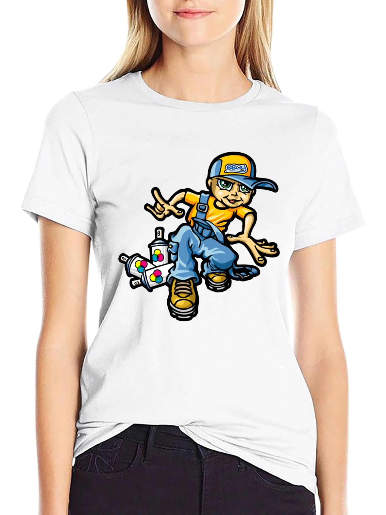 Black Cool Cartoon Boy T-Shirt view 9