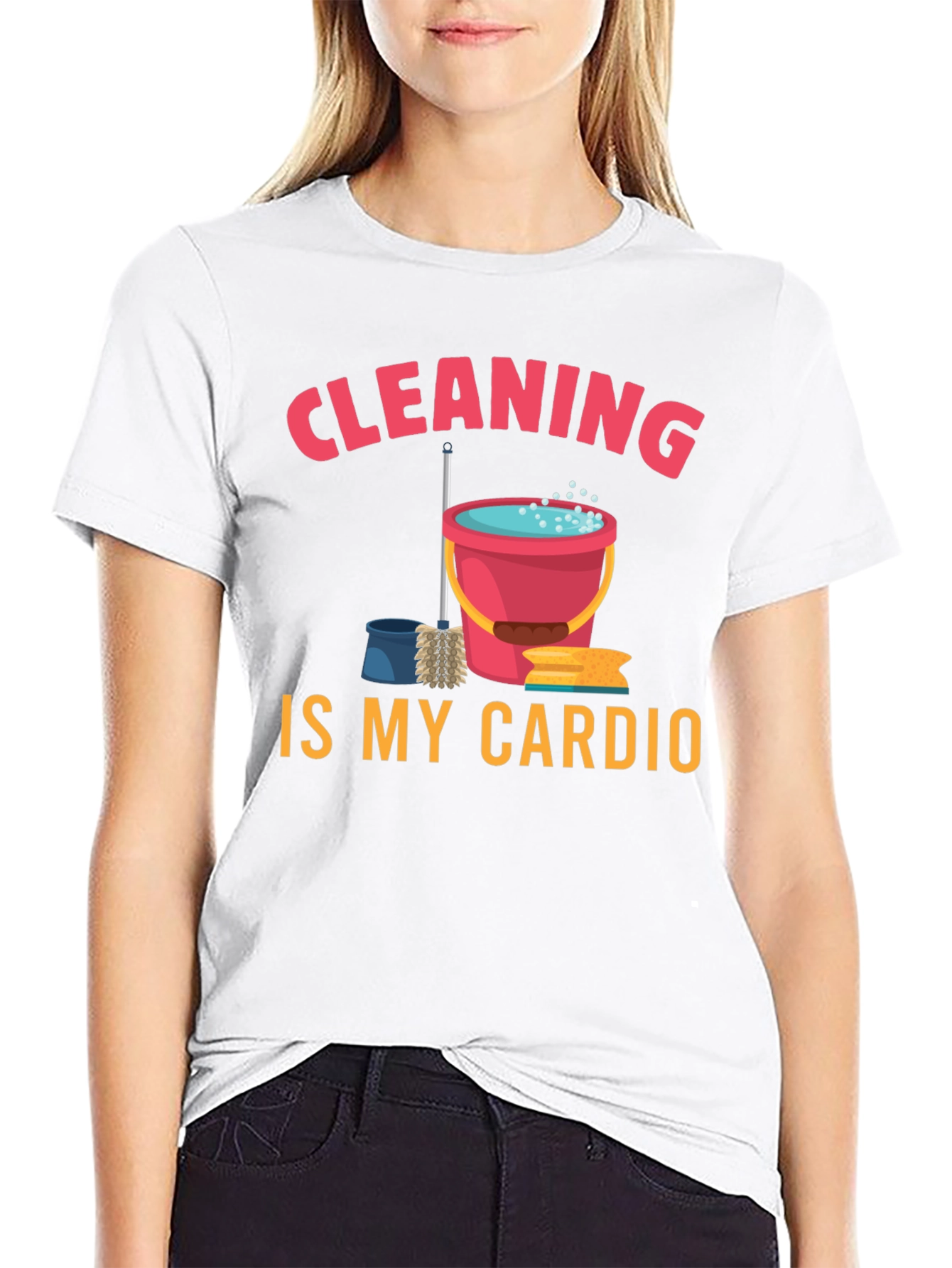 Black Cleaning Is My Cardio Graphic Tee view 9
