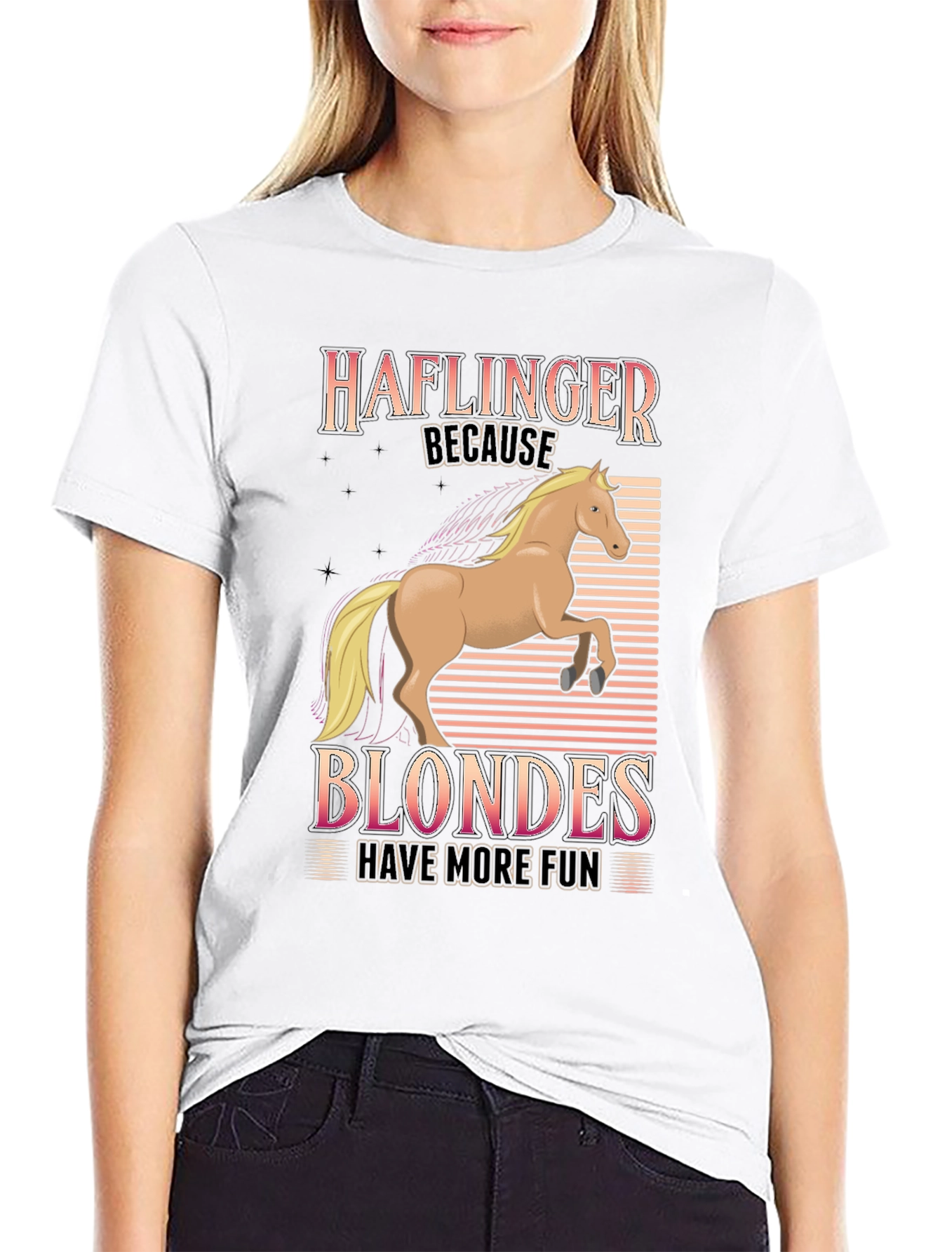 Black Haflinger Blondes Have More Fun T-Shirt view 9