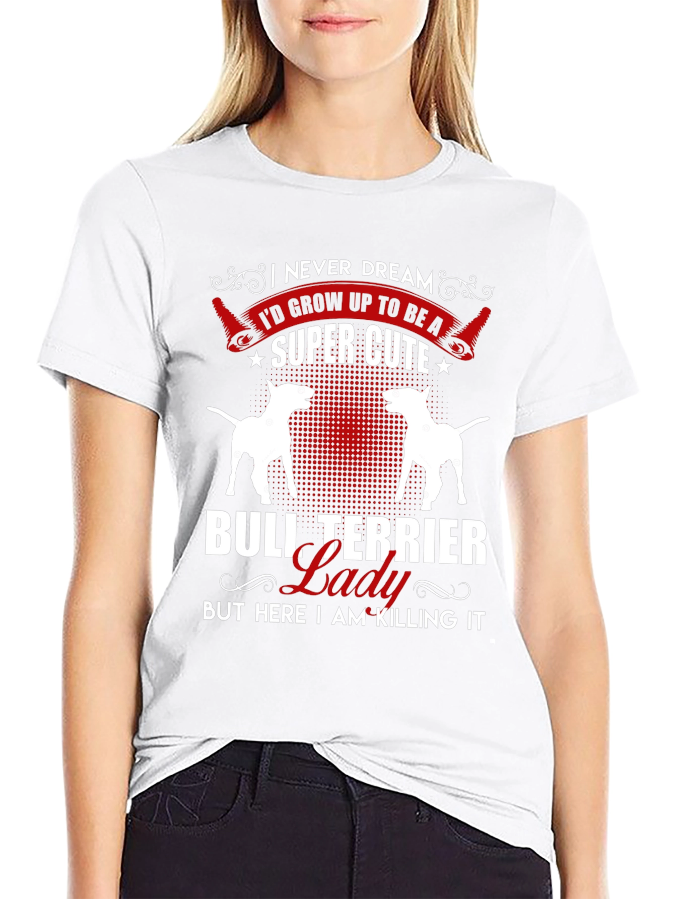 Black Bull Terrier Lady T-Shirt view 9