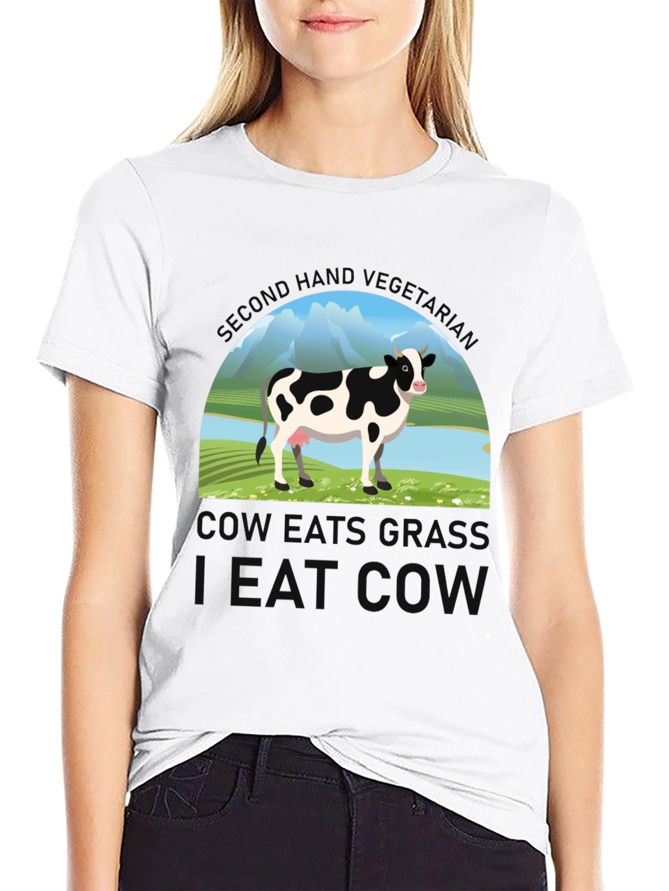 Black Eat Cow Graphic T-Shirt view 9