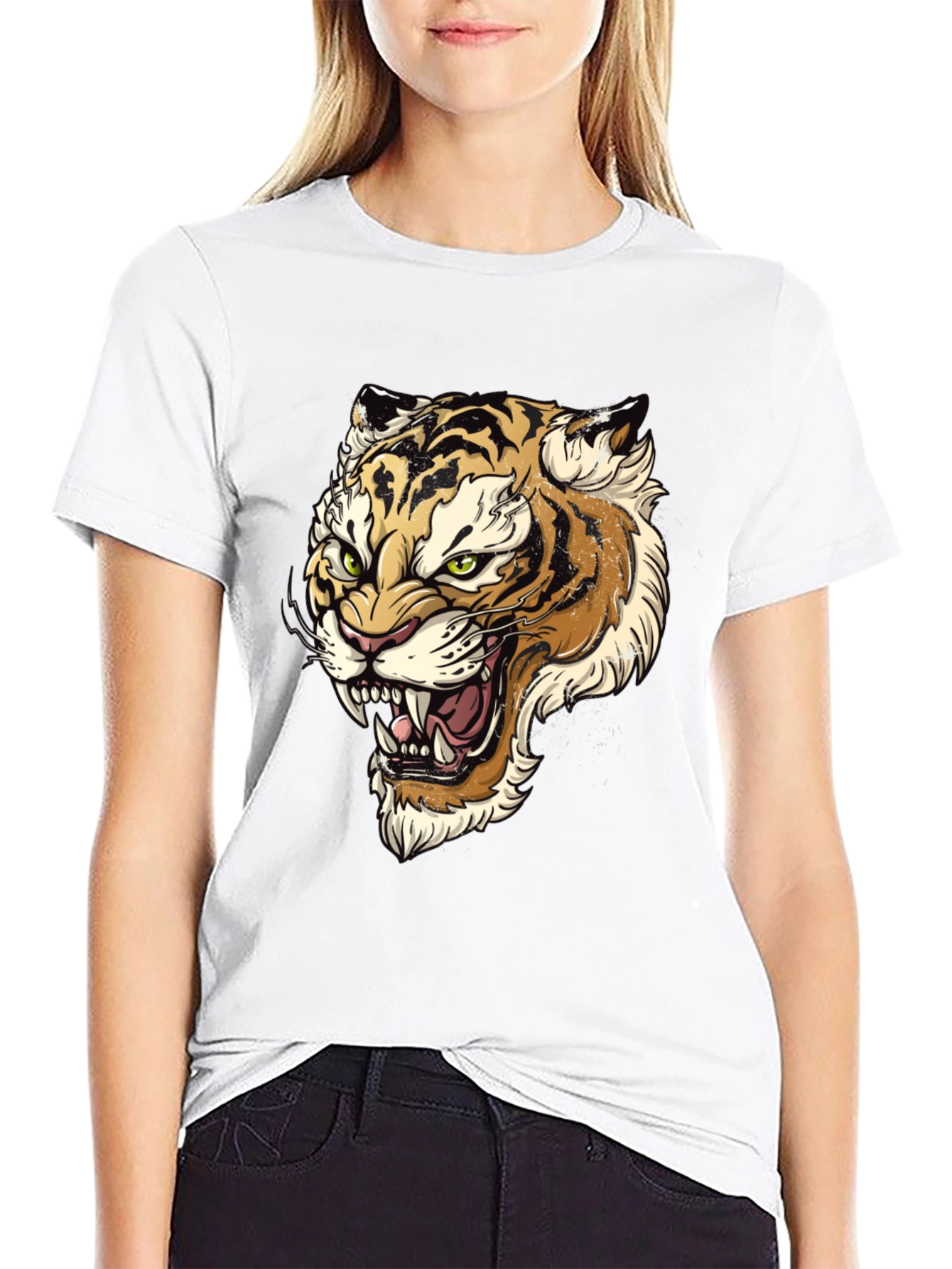Black Tiger Graphic Print Men's T-Shirt view 9