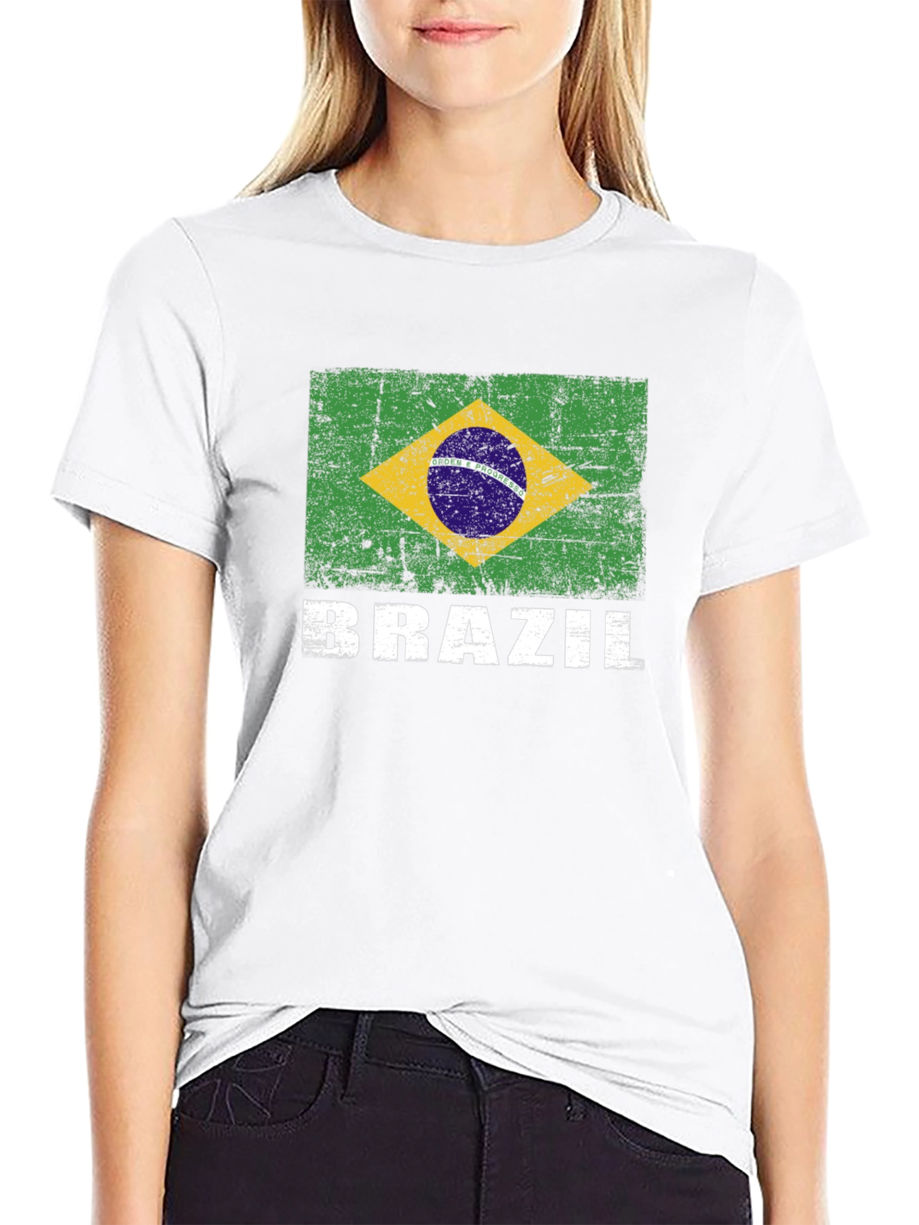 Black Brazil Flag Graphic Print T-Shirt view 9