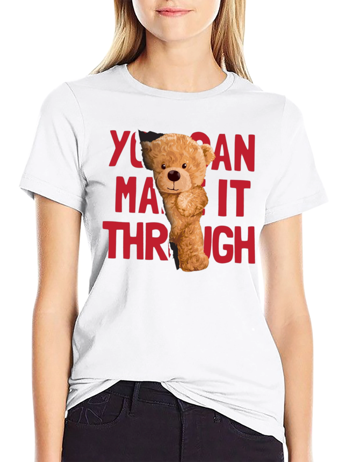 Black You Can Make It Through T-Shirt Bear Graphic view 9
