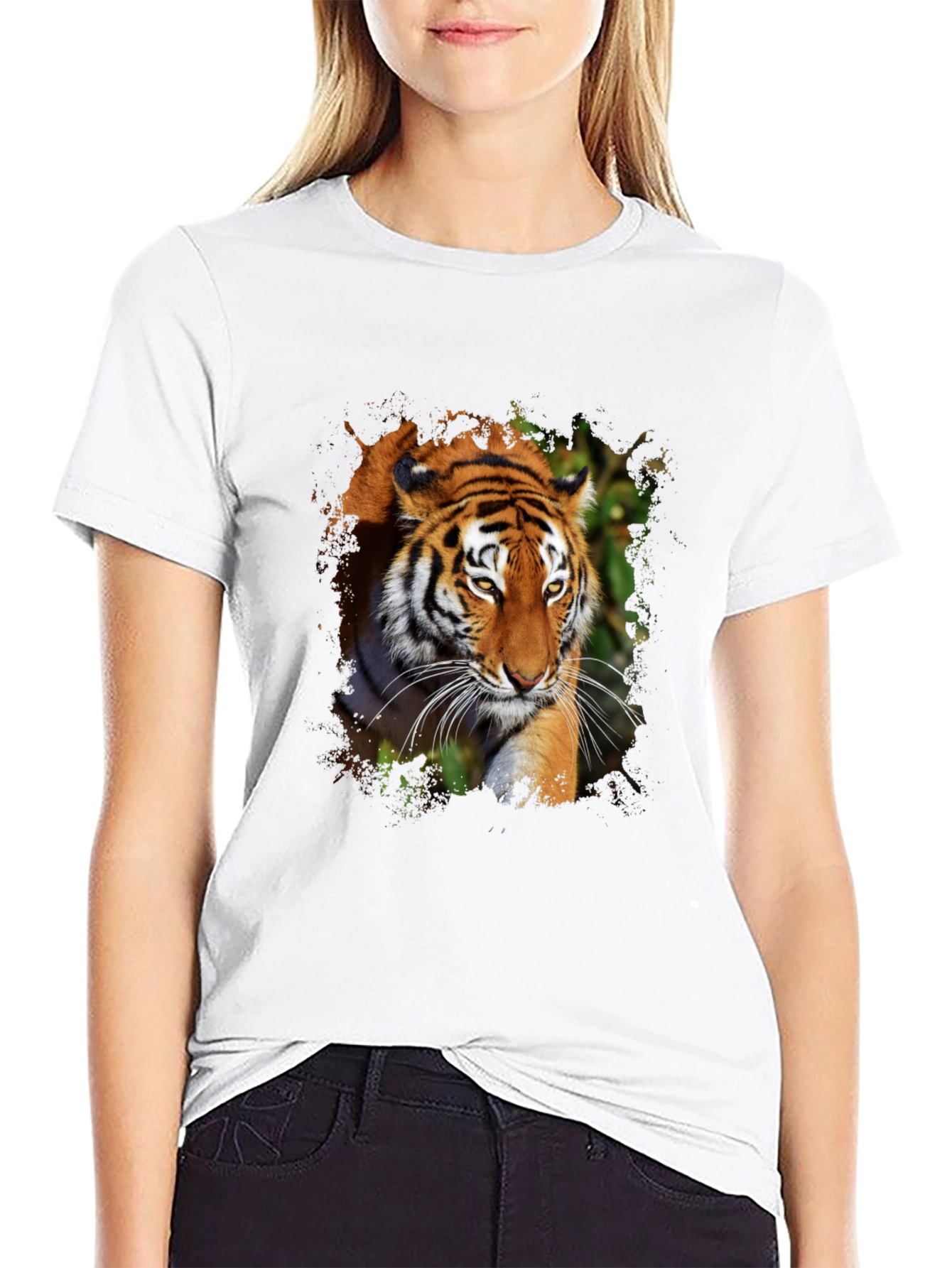 Black Tiger Graphic Print Black T-Shirt view 9