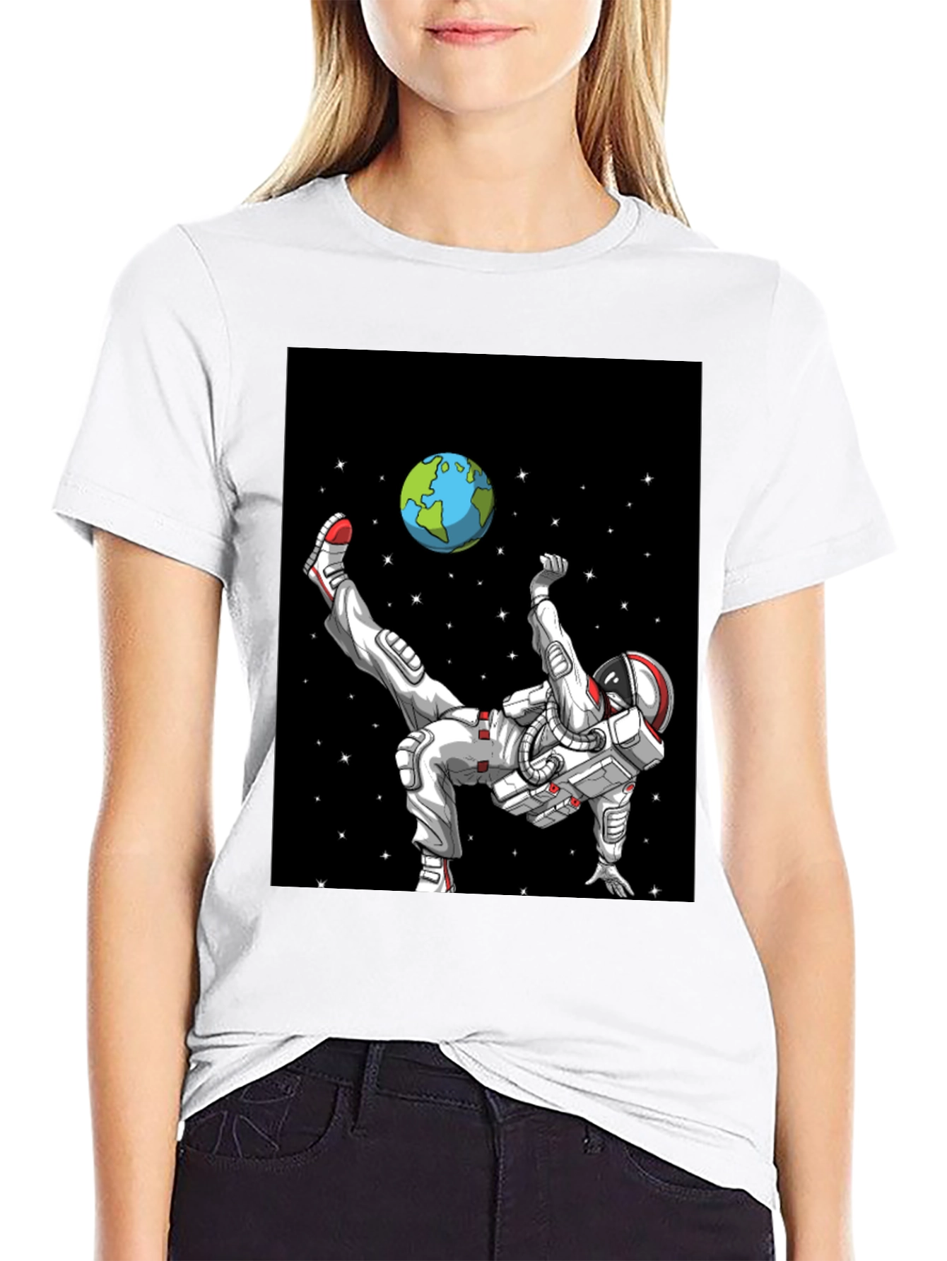 Black Astronaut Soccer T-Shirt - Space Kick! view 9