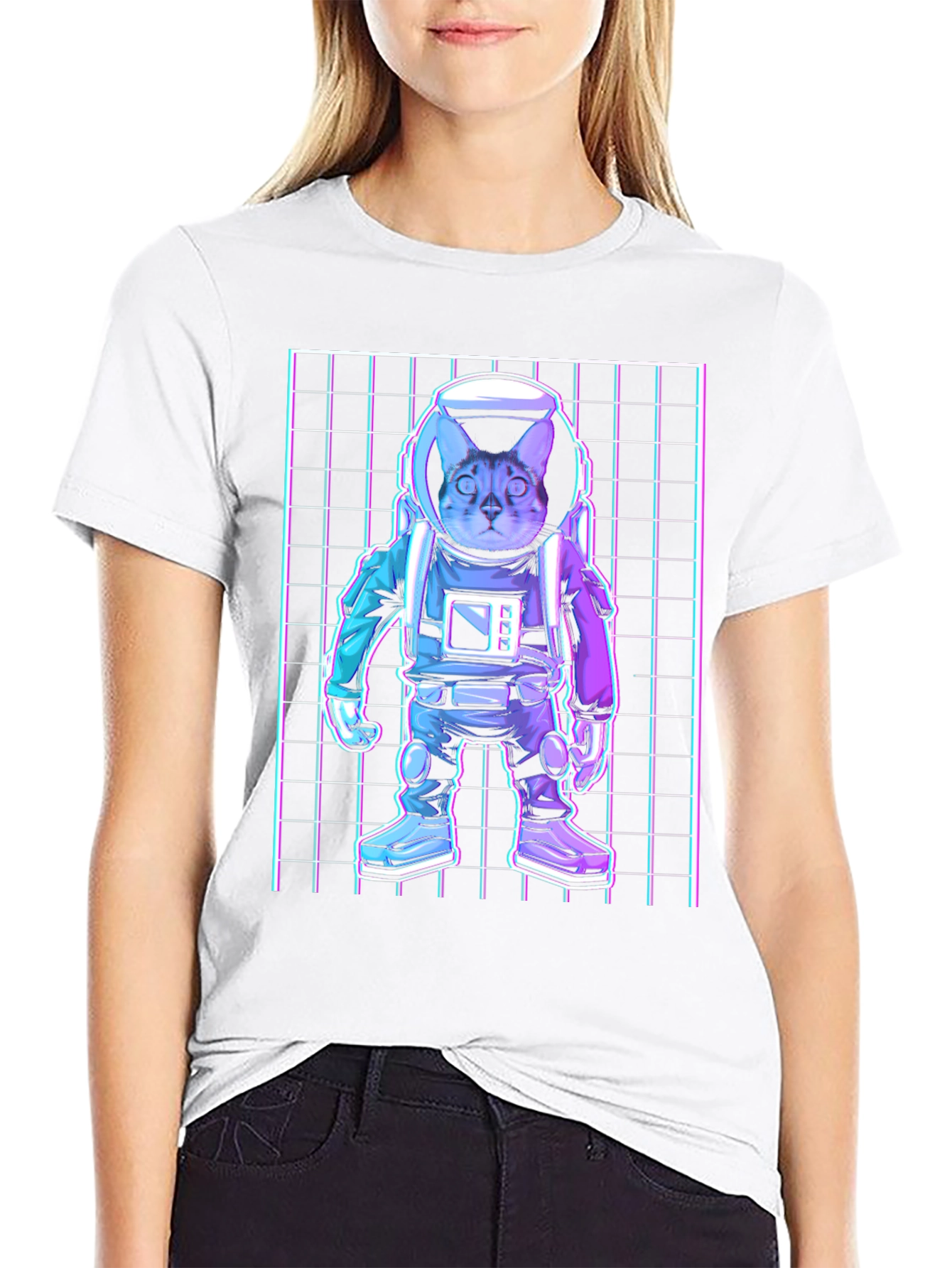 Black Cat Astronaut Graphic T-Shirt view 9