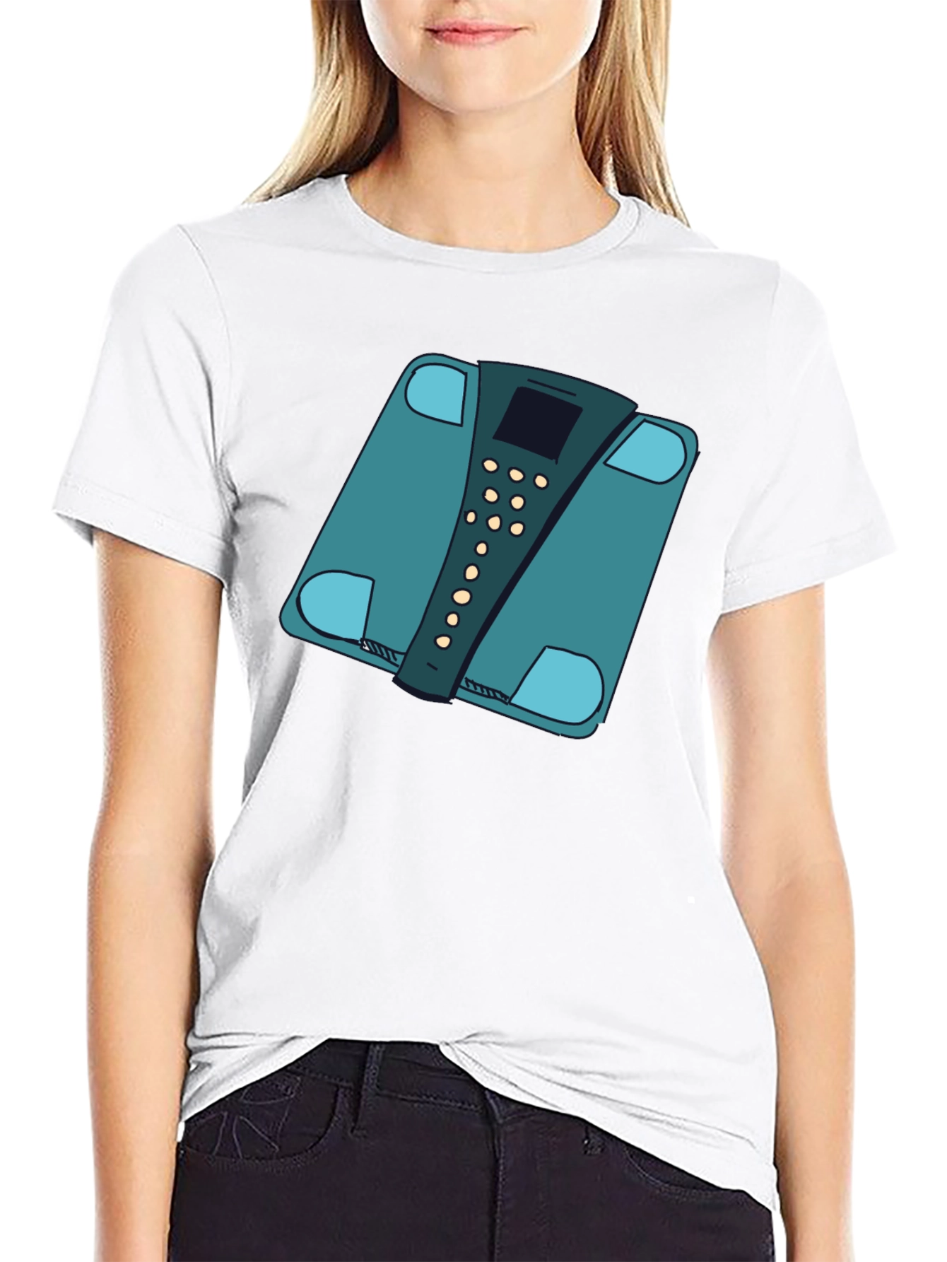 Black Funny Weight Scale Graphic Tee - Black Casual T-Shirt view 9