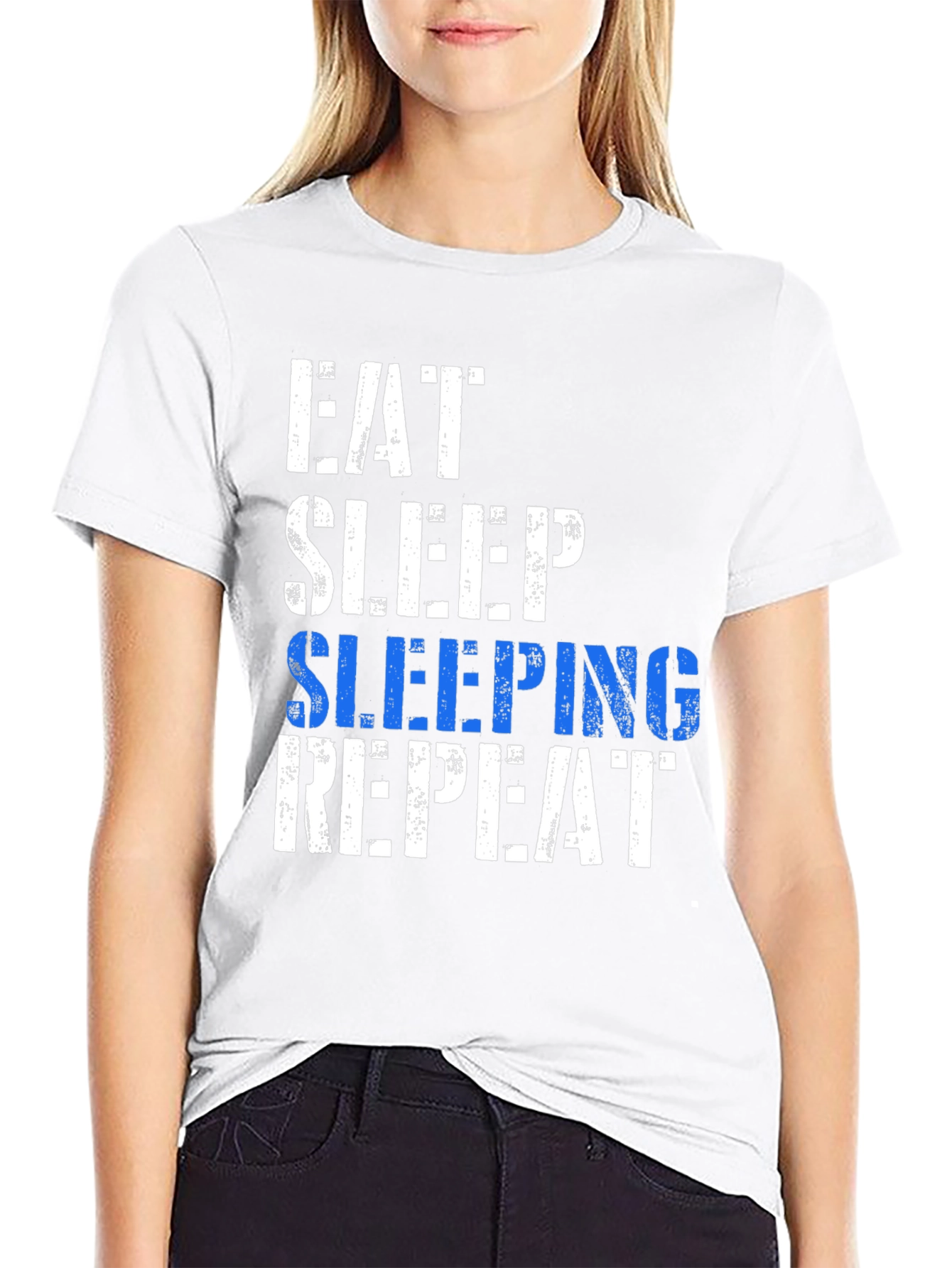 Black Eat Sleep Sleeping Repeat T-Shirt - Fun Graphic Tee view 9
