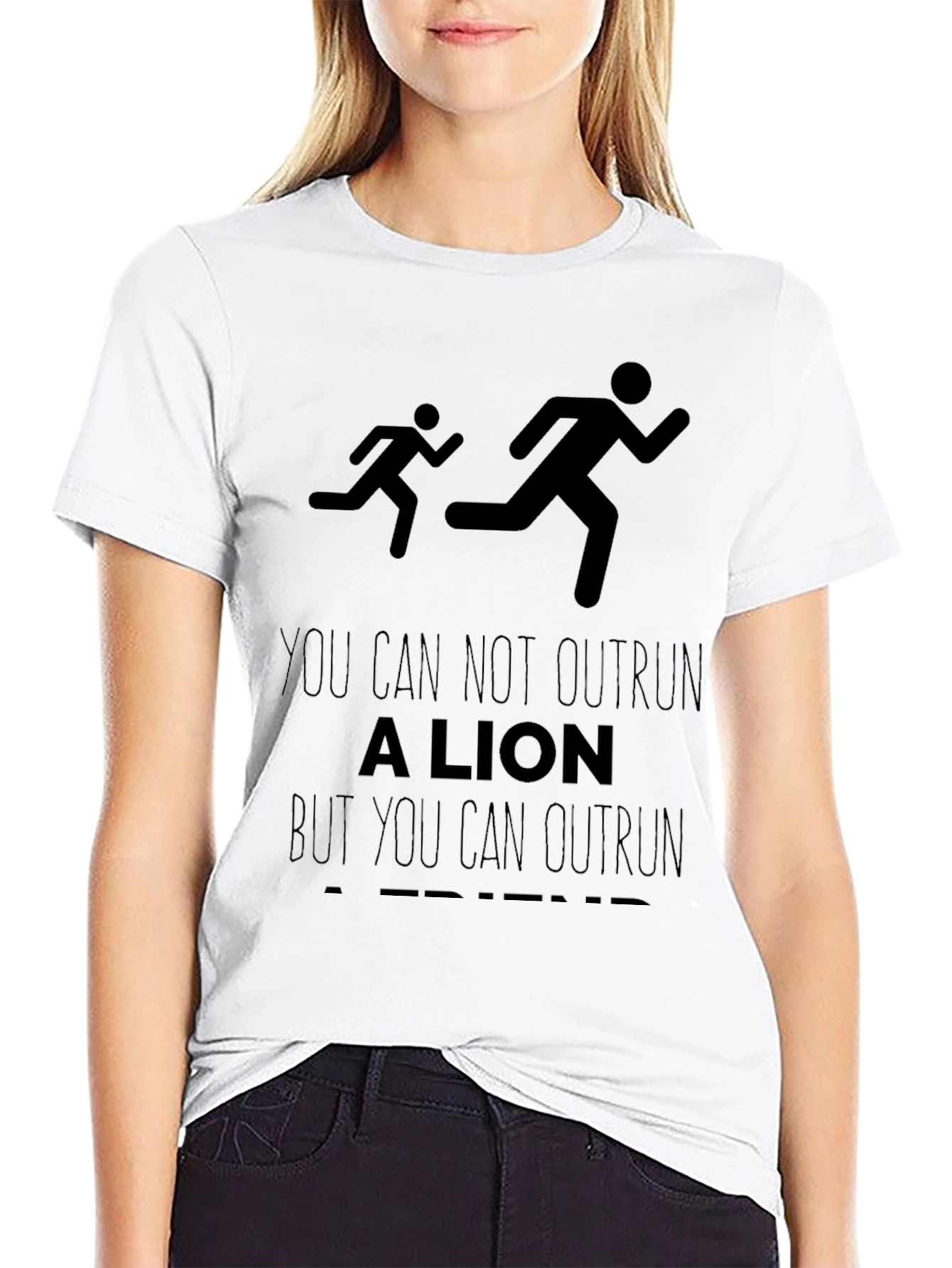 Black Funny Running T-Shirt: Outrun a Friend view 9