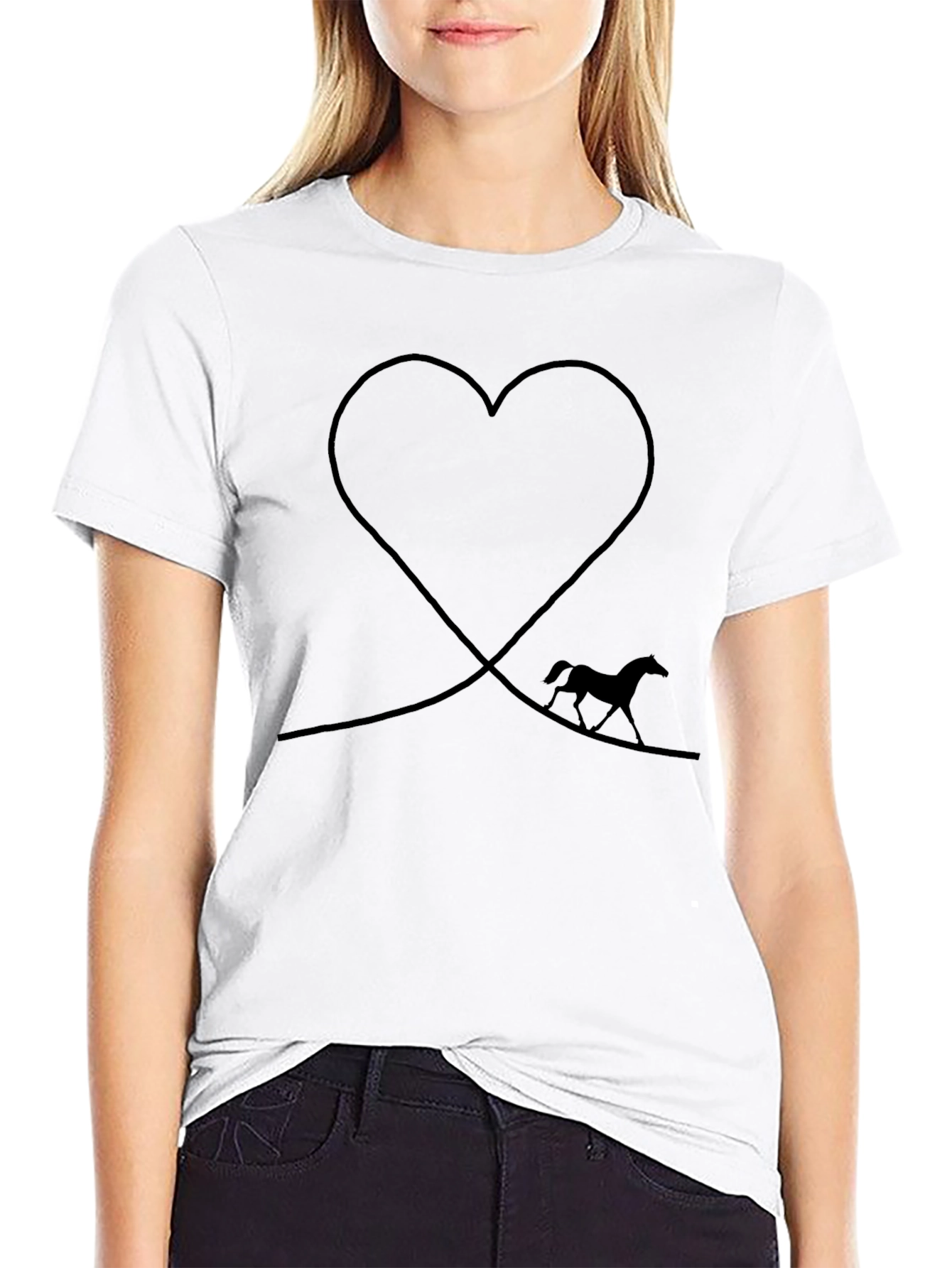 Black Horse & Heart Graphic T-Shirt - Black view 9