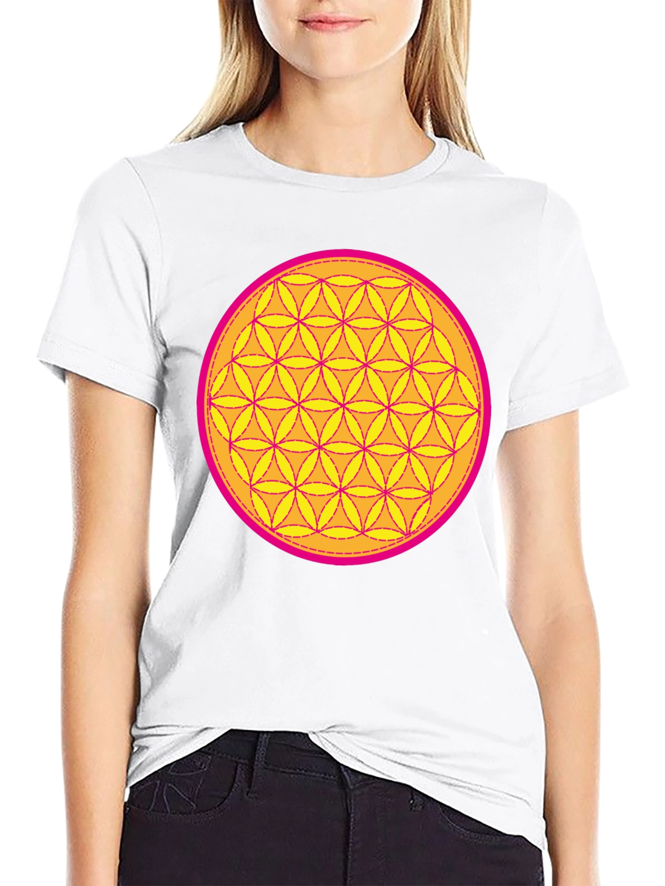 Black Sacred Geometry Flower of Life T-Shirt view 9