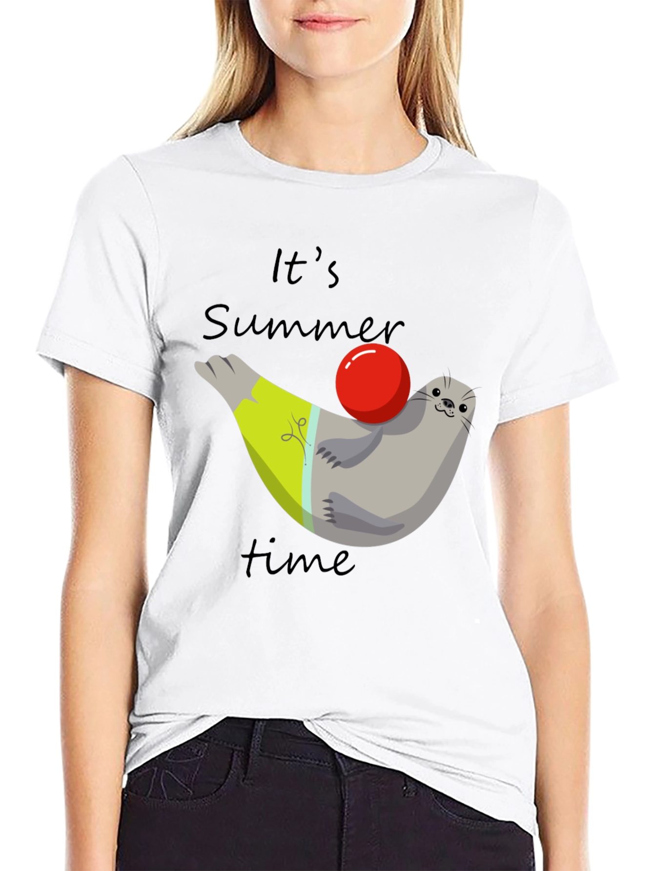 Black Summer Seal T-Shirt - Its Summer Time Tee view 9