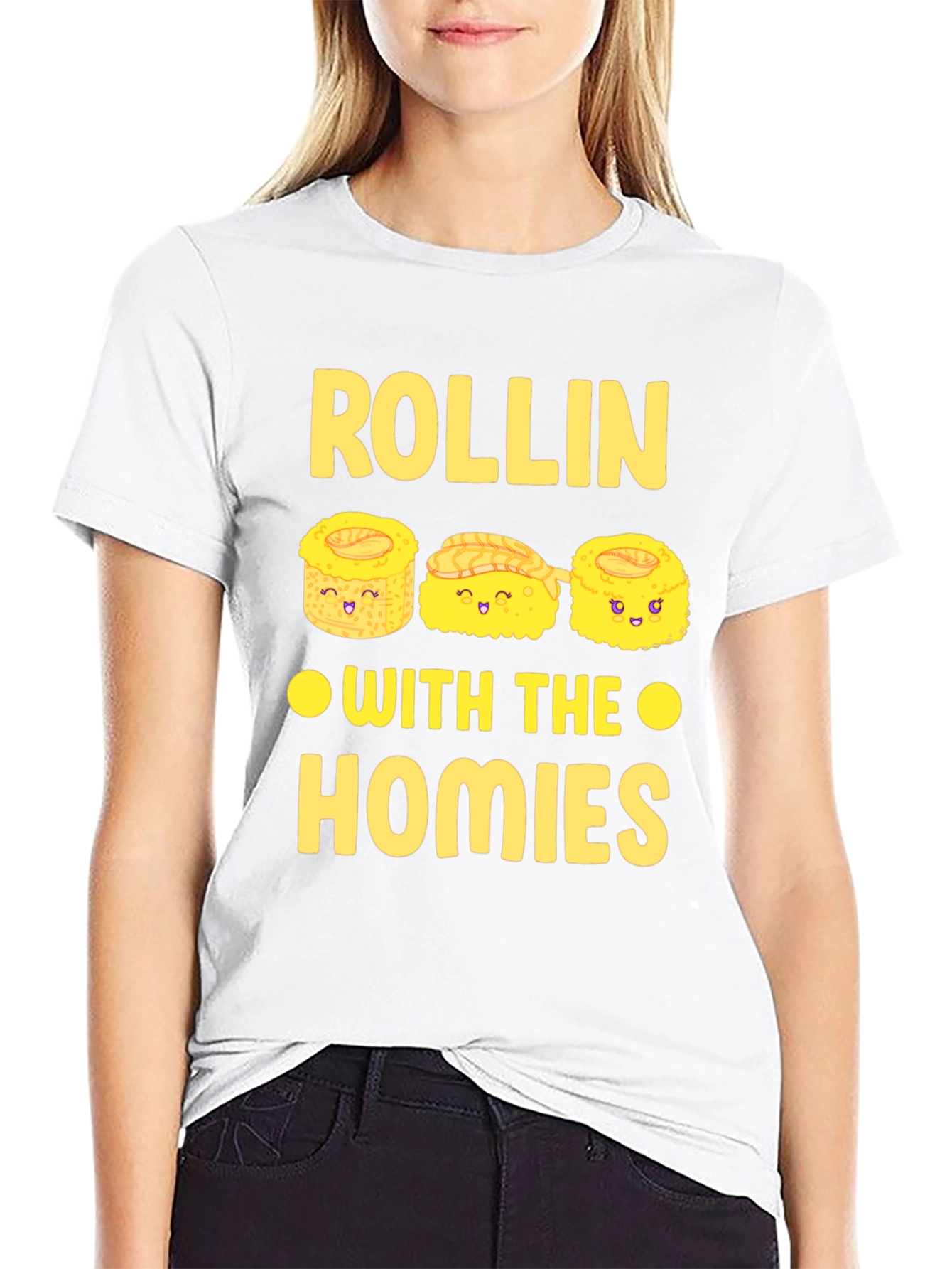 Black Rollin' With The Homies Sushi Graphic T-Shirt view 9