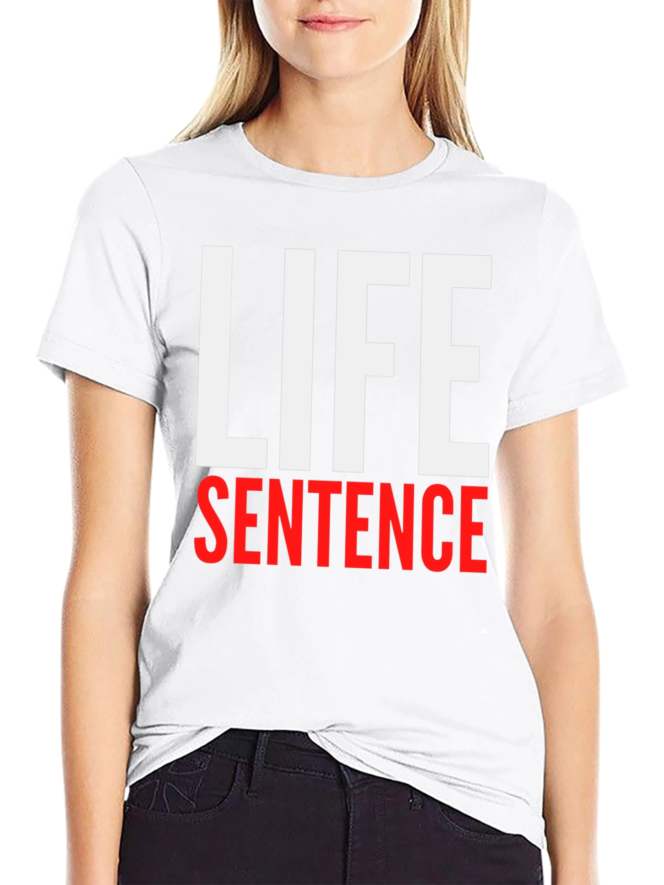 Black Life Sentence Graphic Print Black T-Shirt view 9