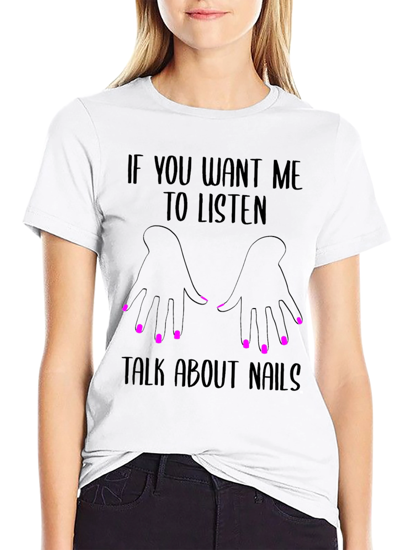 Black Talk About Nails T-Shirt - Funny Slogan Tee view 9