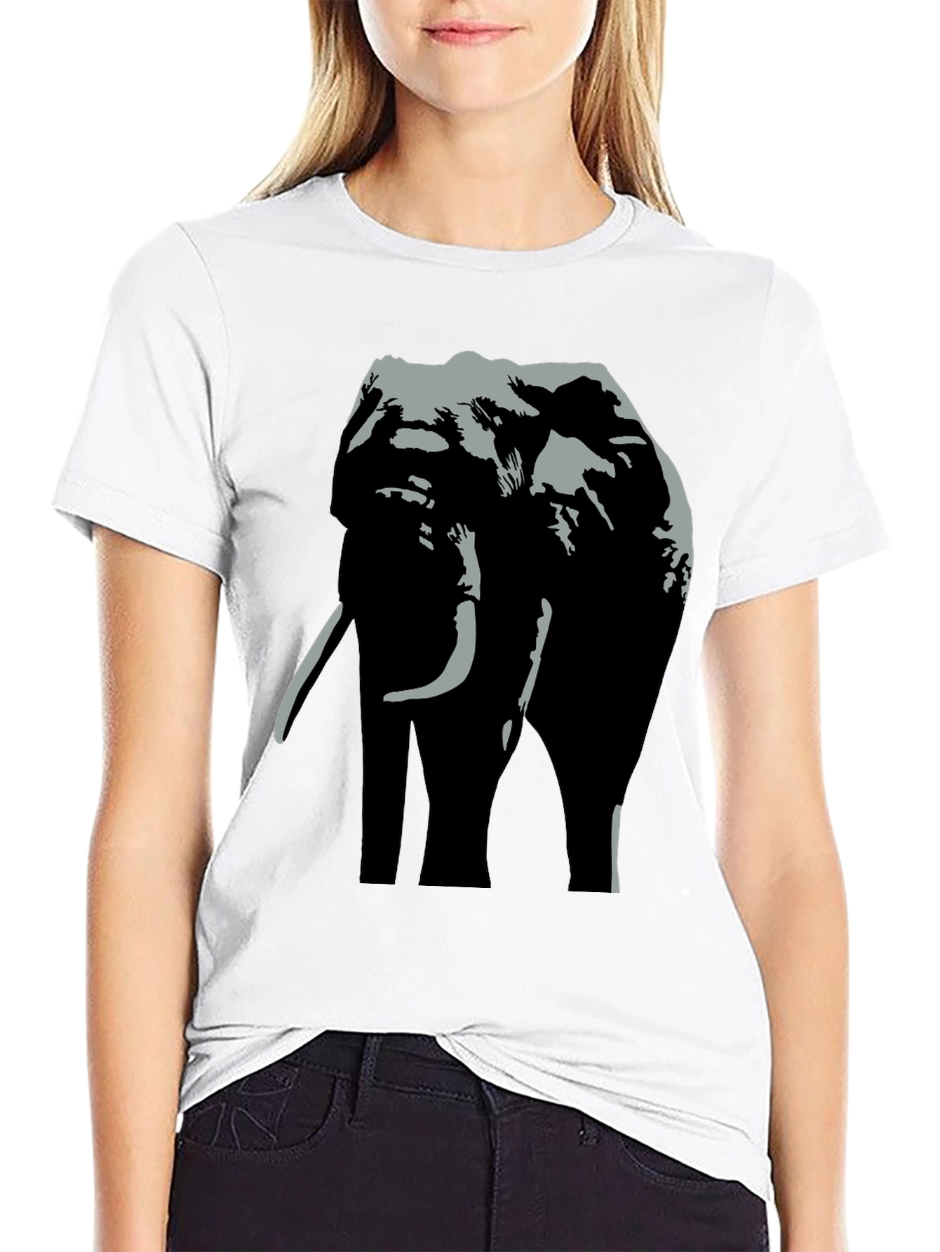 Black Elephant Graphic Print Black T-Shirt view 9