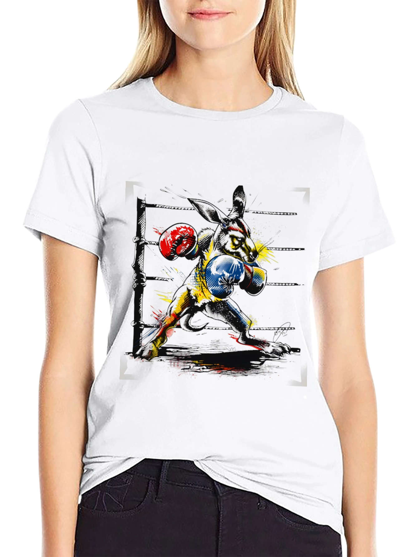 Black Boxing Rabbit Graphic Tee view 9