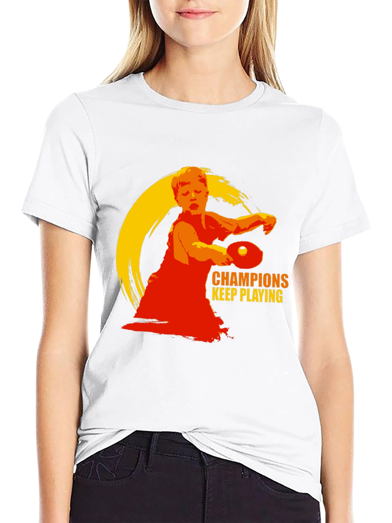 Black Champions Keep Playing T-Shirt - Table Tennis Design view 9