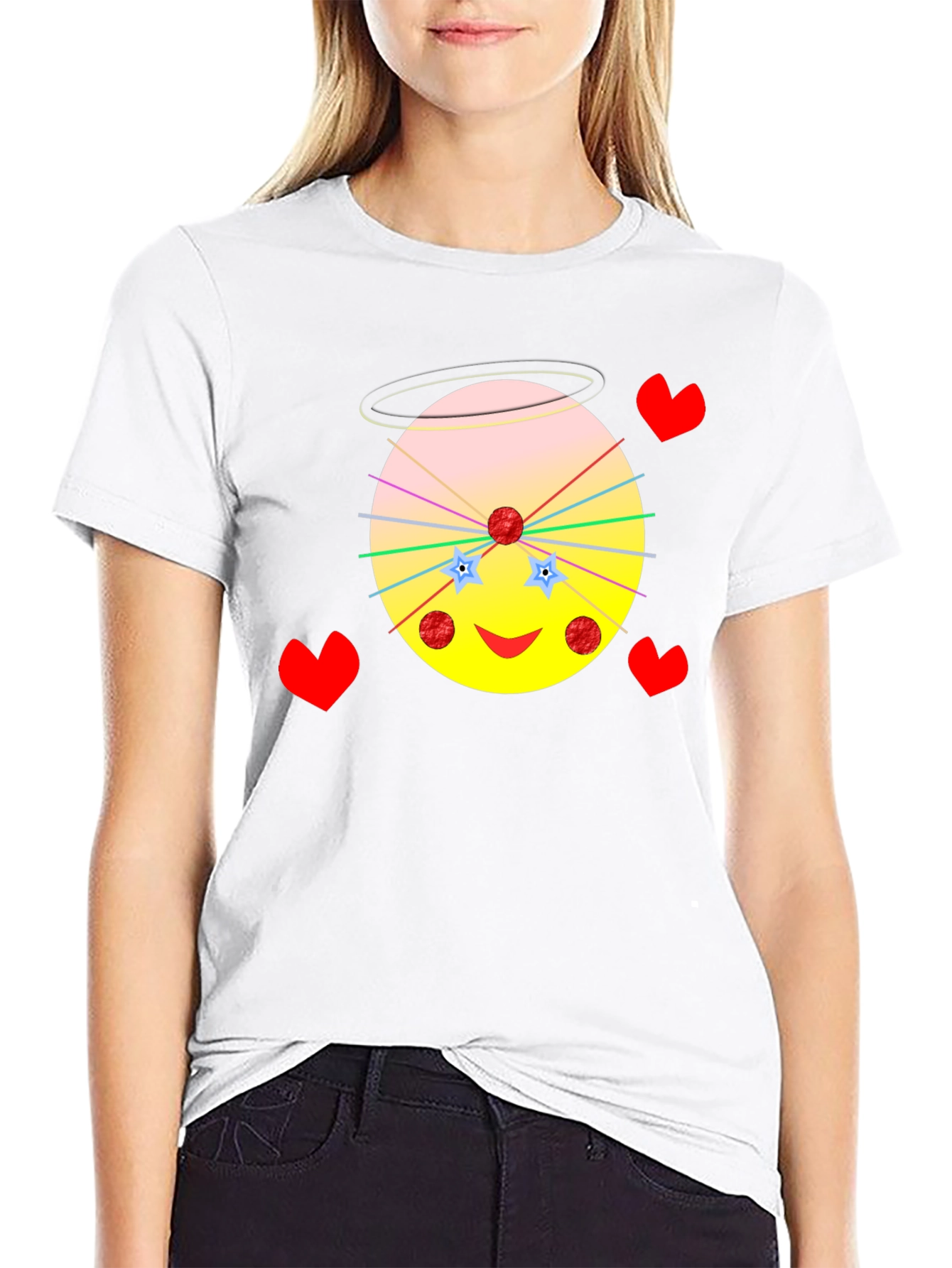 Black Whimsical Cartoon Graphic Tee - Unique Design view 9
