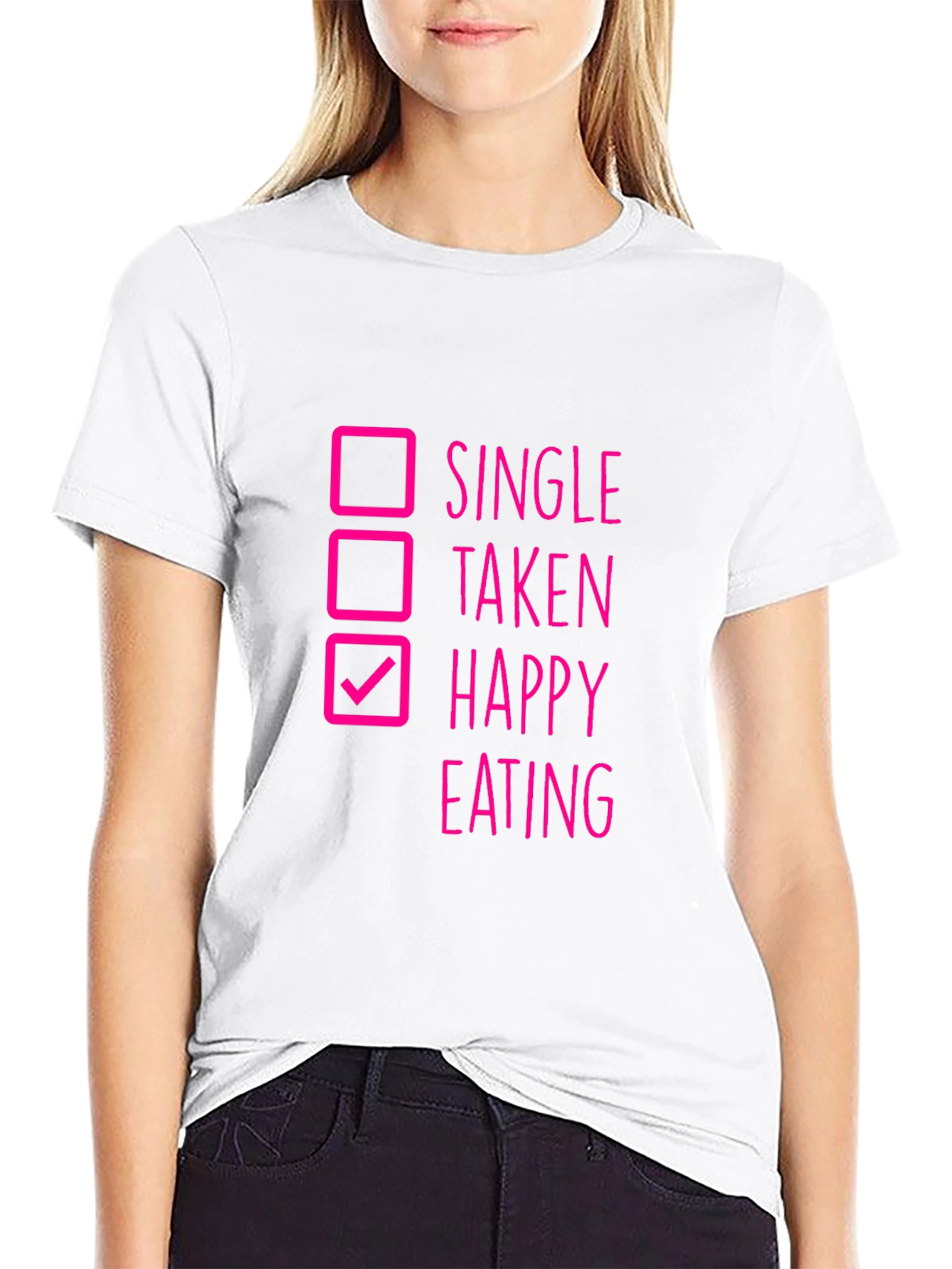 Black Happy Eating T-Shirt Funny Checkbox Tee view 9