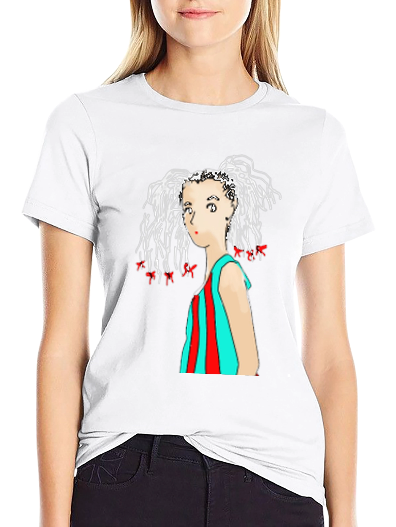 Black Artistic Graphic Tee - Unique Woman Design view 9