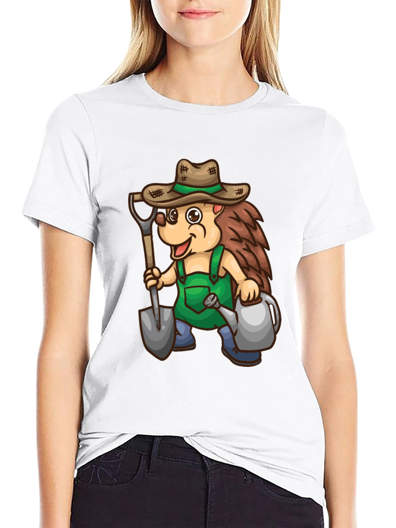 Black Gardener Hedgehog Graphic T-Shirt view 9