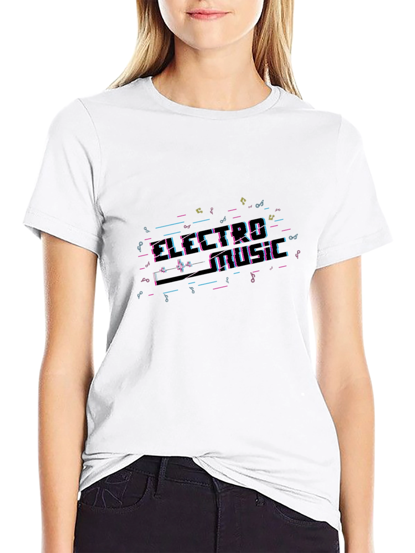 Black Electro Music T-Shirt - Black Crew Neck Tee view 9