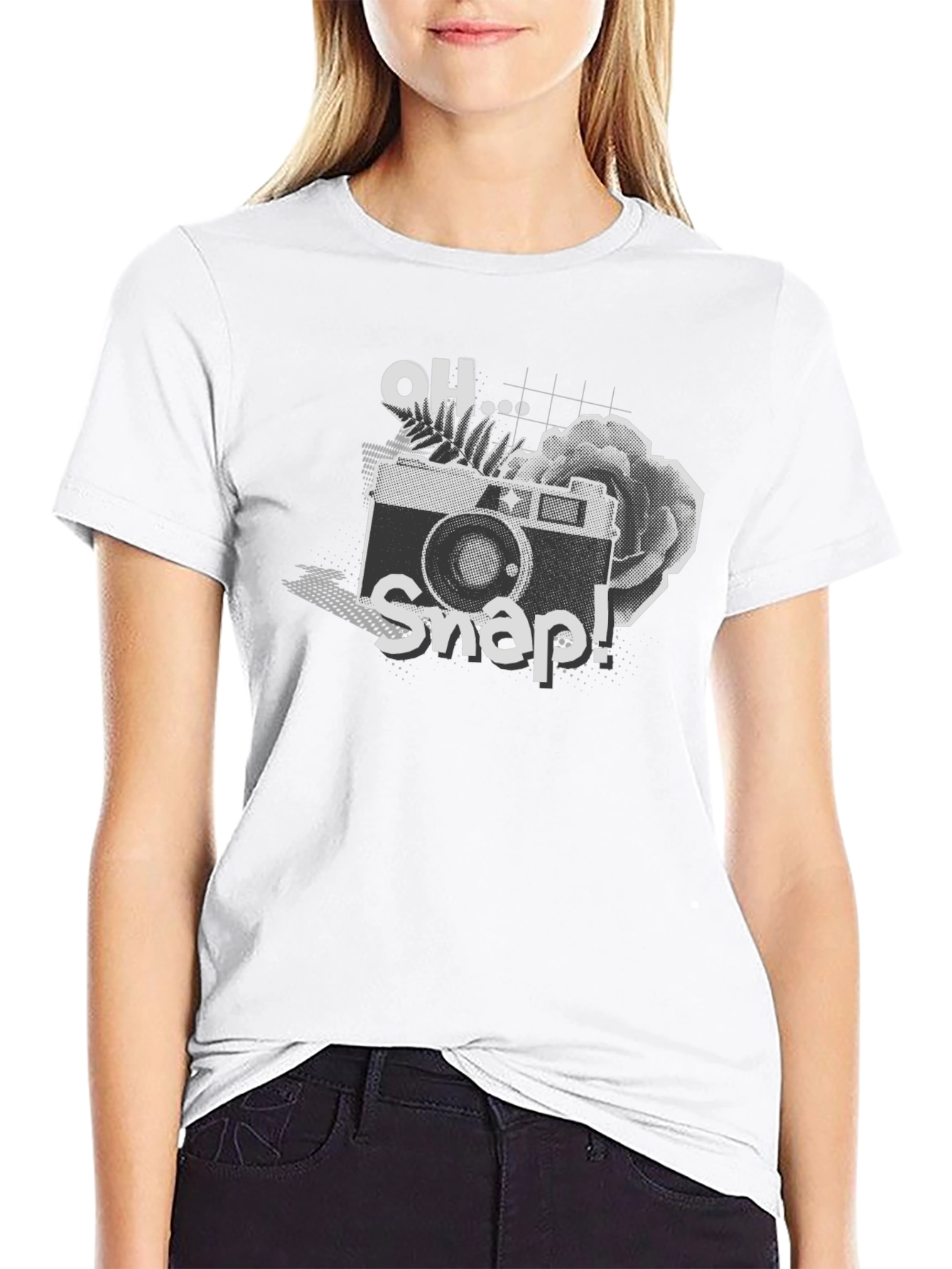 Black Oh Snap! Camera Graphic Tee - Black Cotton Shirt view 9