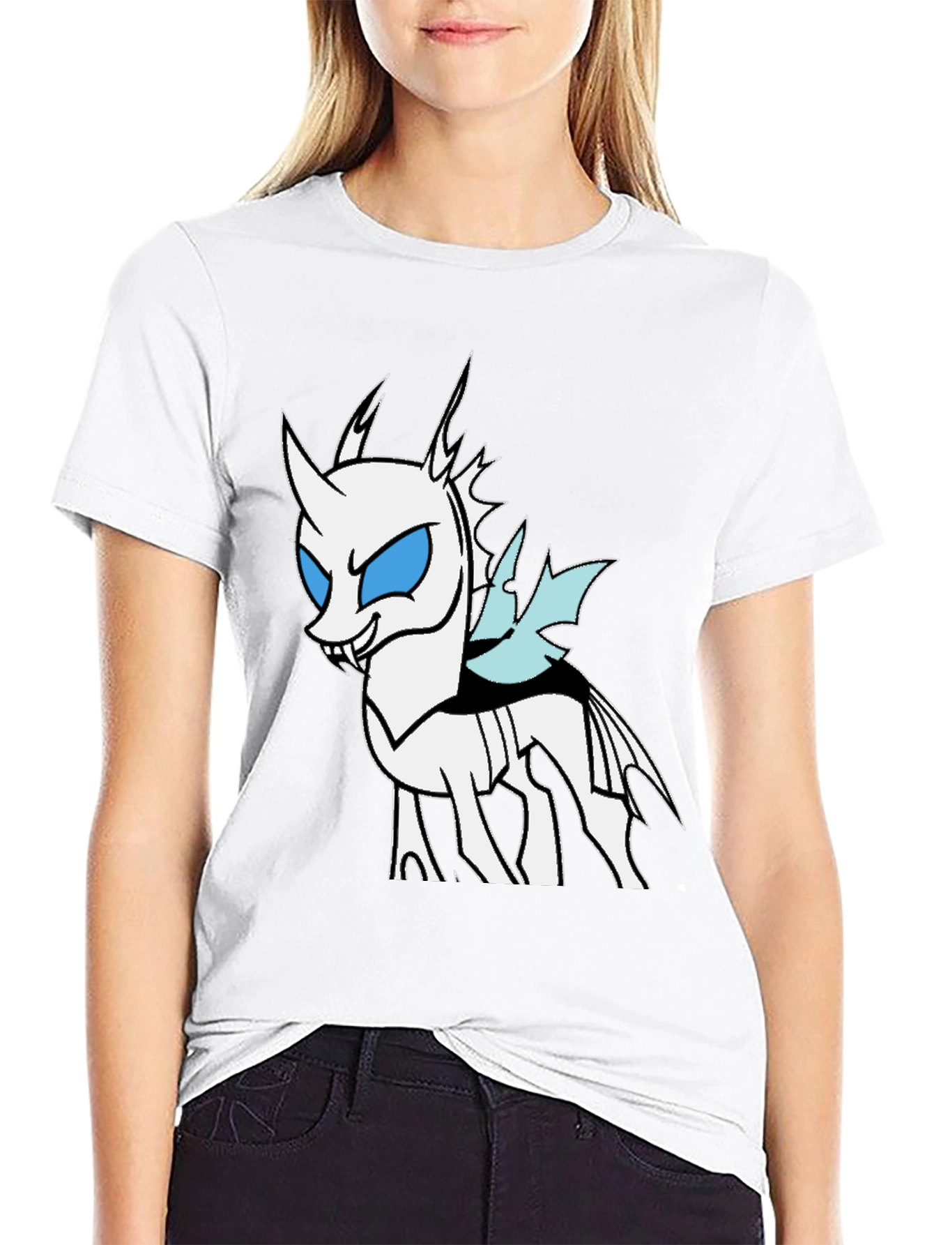 Black Men's Black T-Shirt - Cartoon Character Print view 9