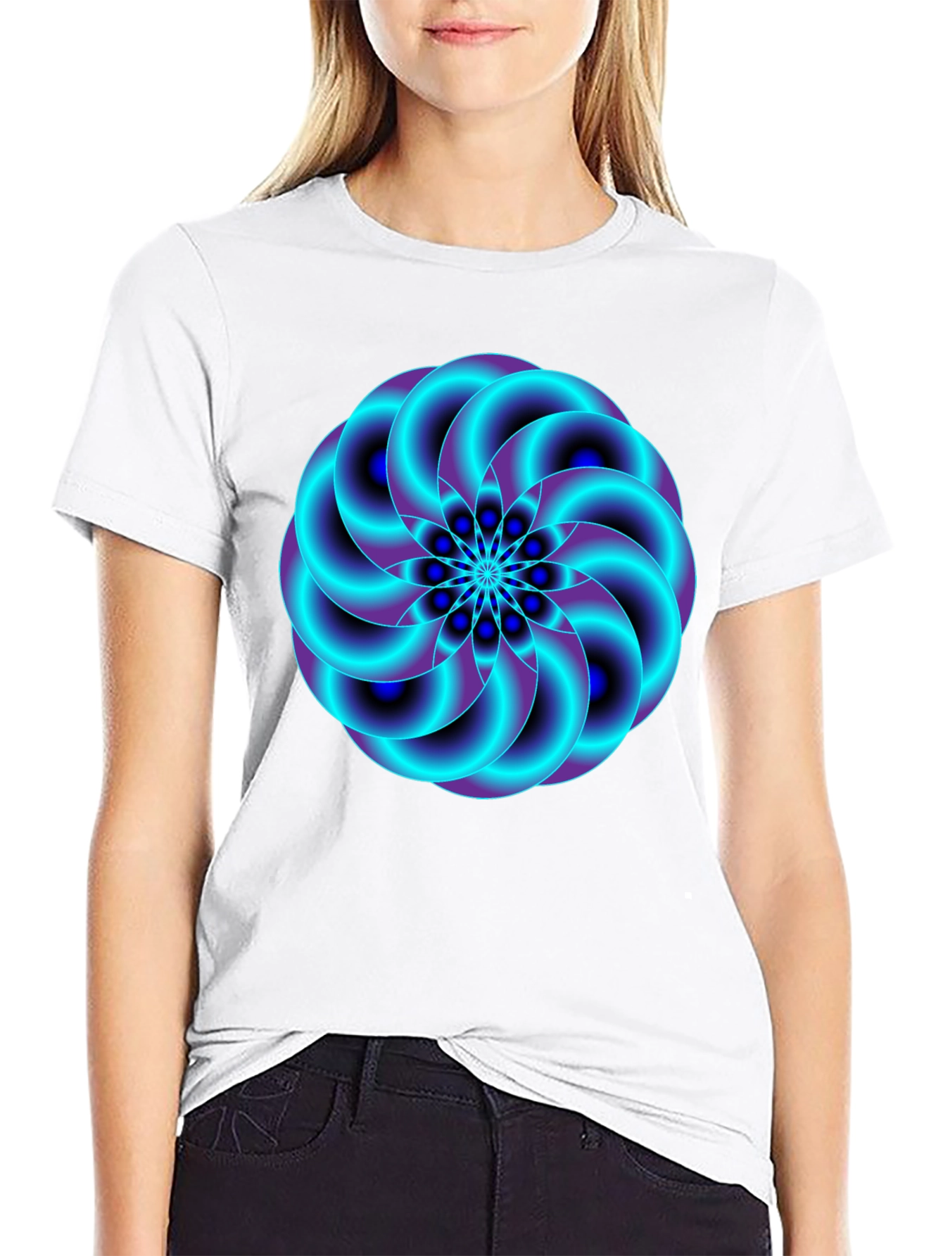 Black Vivid Swirl Graphic Tee - Premium Black Cotton Comfort view 9