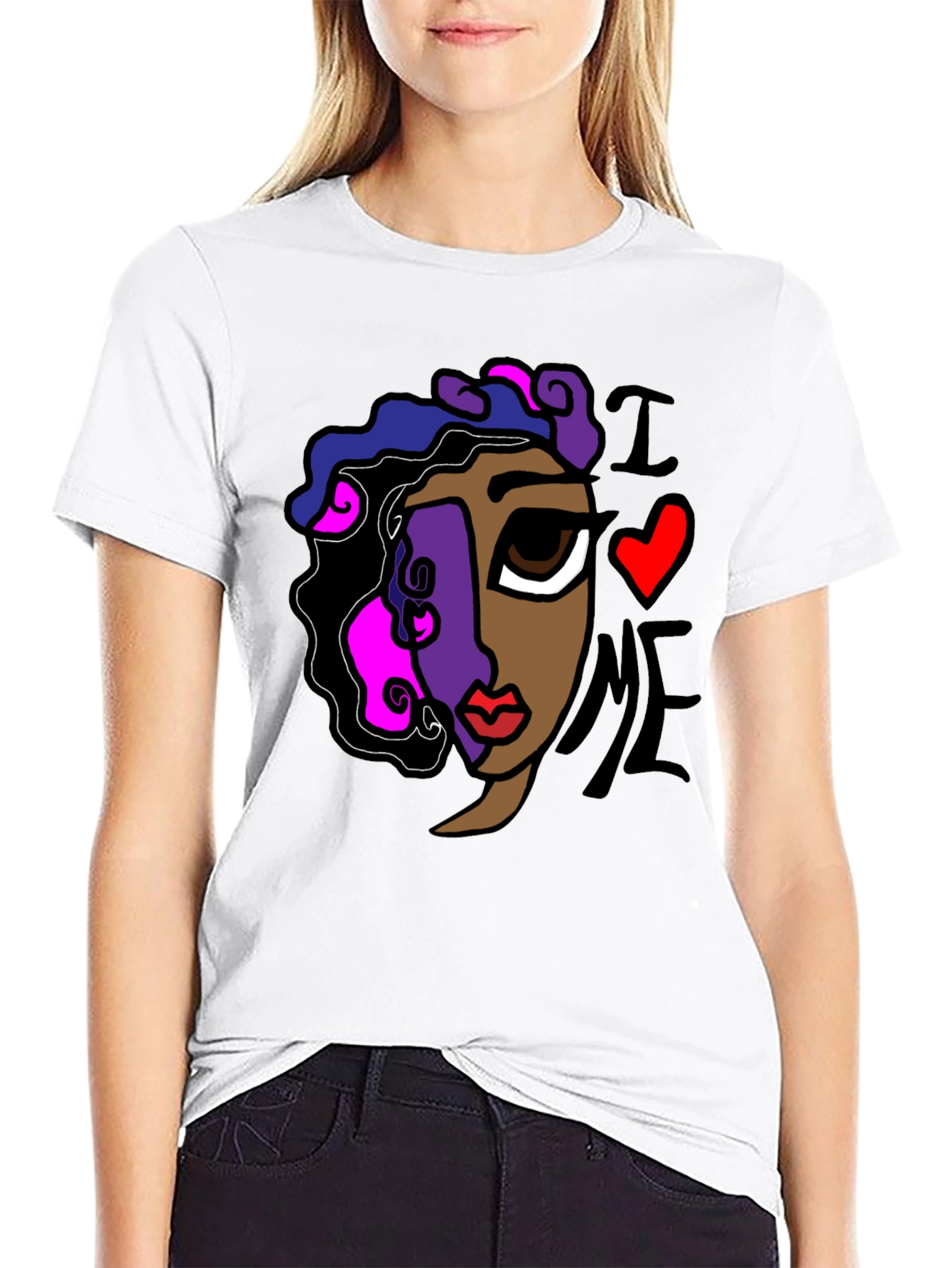 Black Abstract "I Love Me" Graphic Tee view 9