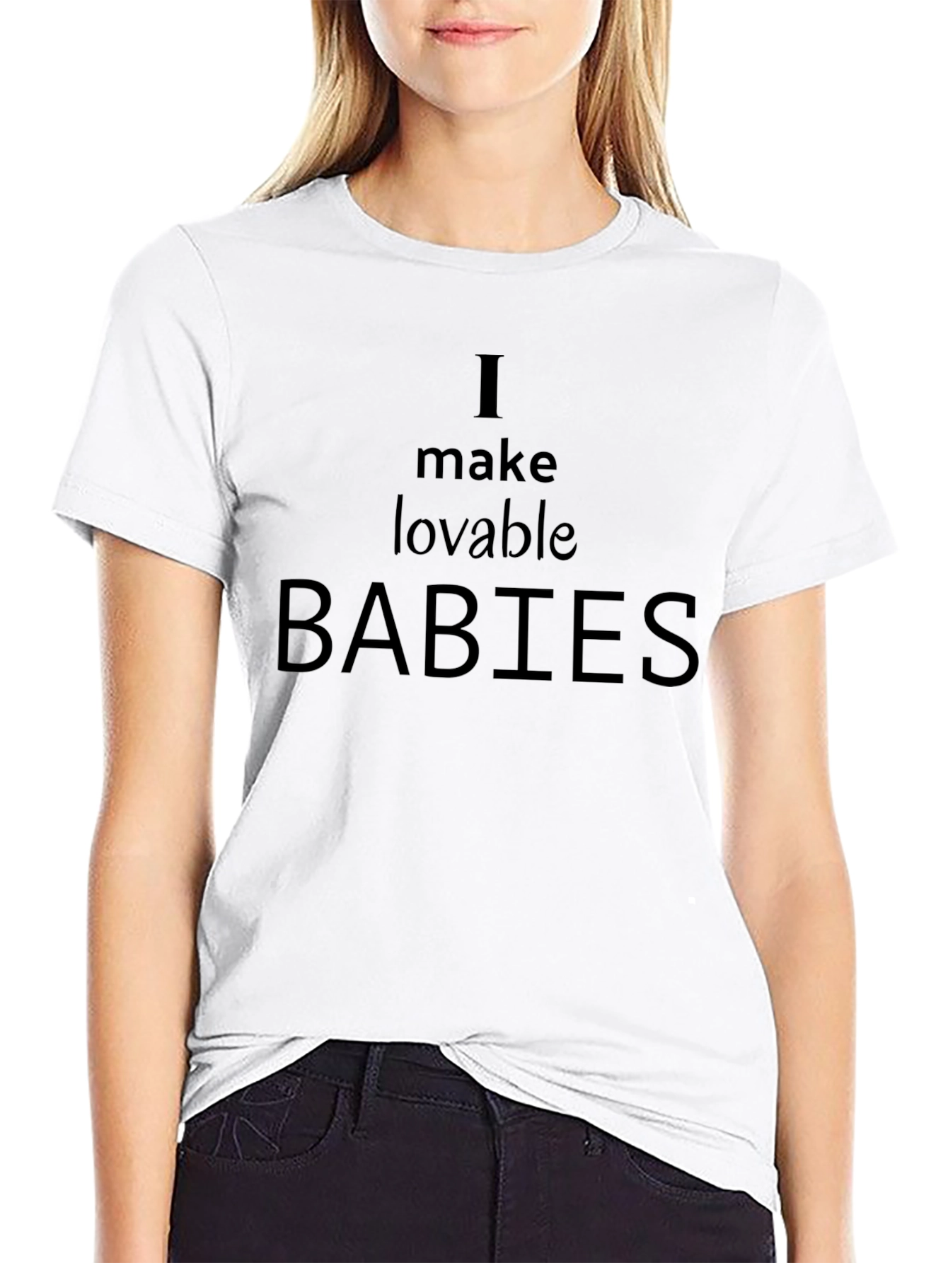 Black I Make Lovable Babies Graphic T-Shirt view 9