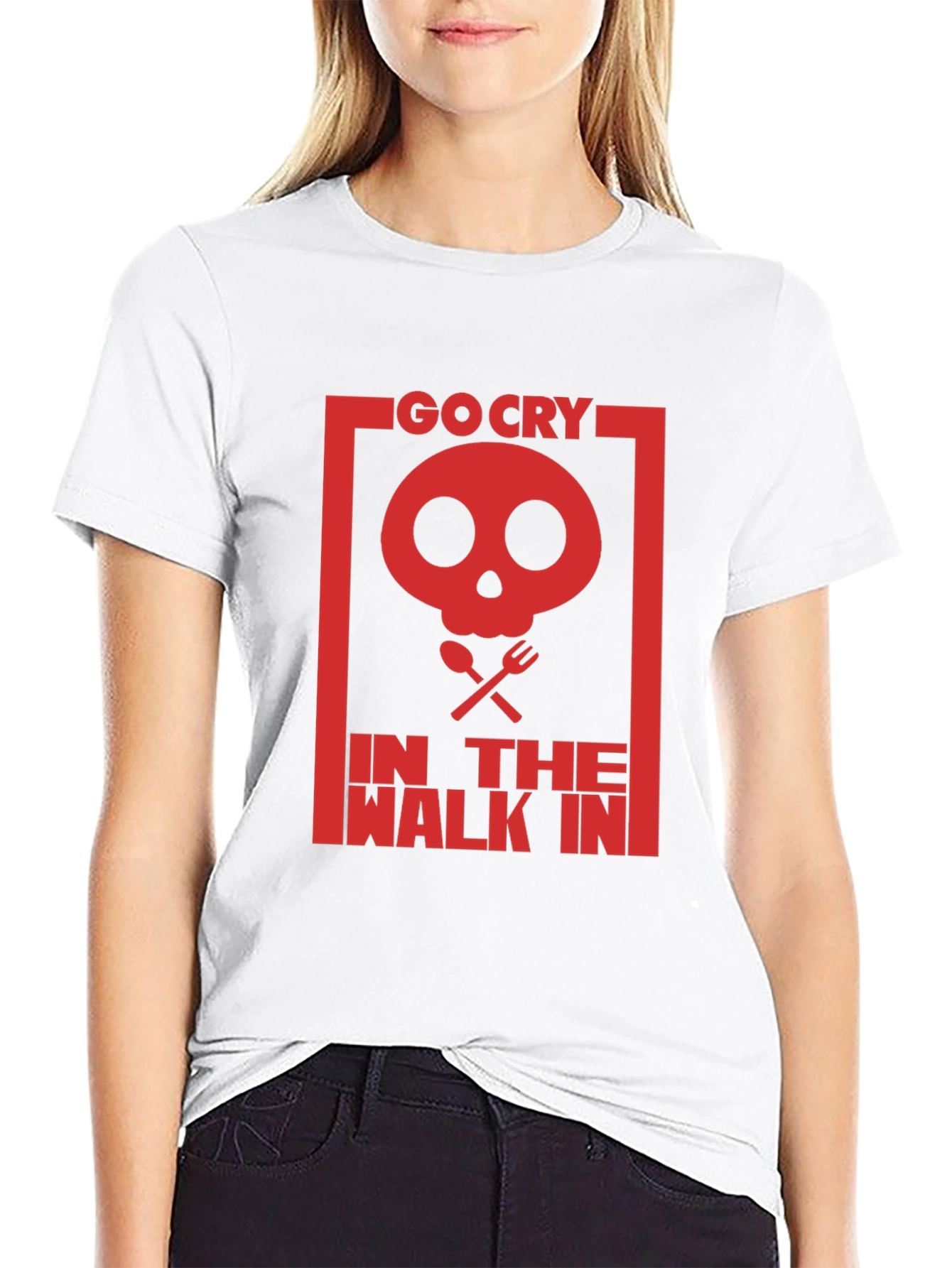 Black Go Cry In The Walk In T-Shirt - Funny Skull Graphic Tee view 9