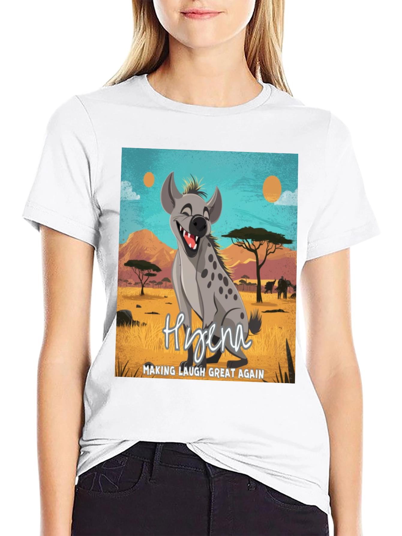 Black Hyena Making Laugh Great Again T-Shirt view 9