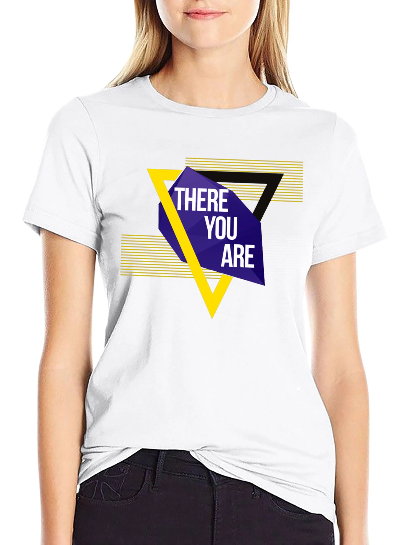 Black There You Are Graphic Tee - Bold Geometric Design view 9