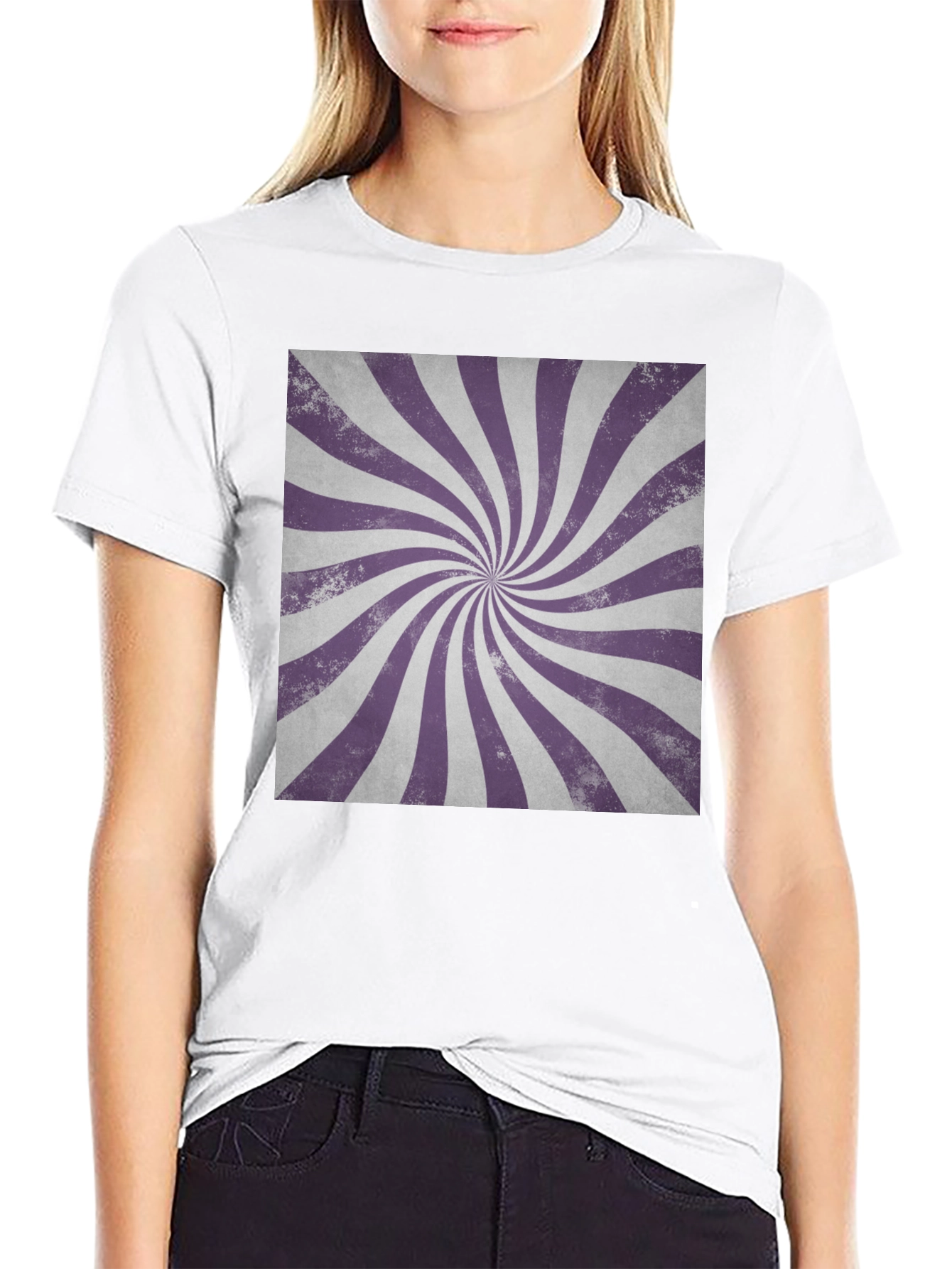 Black Retro Swirl Graphic Tee - Black Cotton Casual Shirt view 9