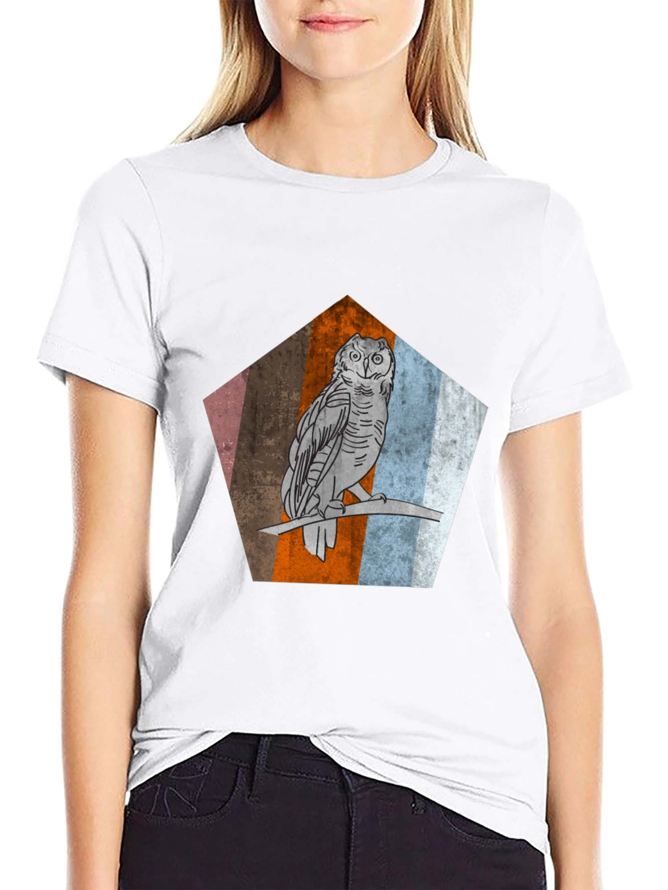 Black Owl Graphic Print Men's Black T-Shirt view 9