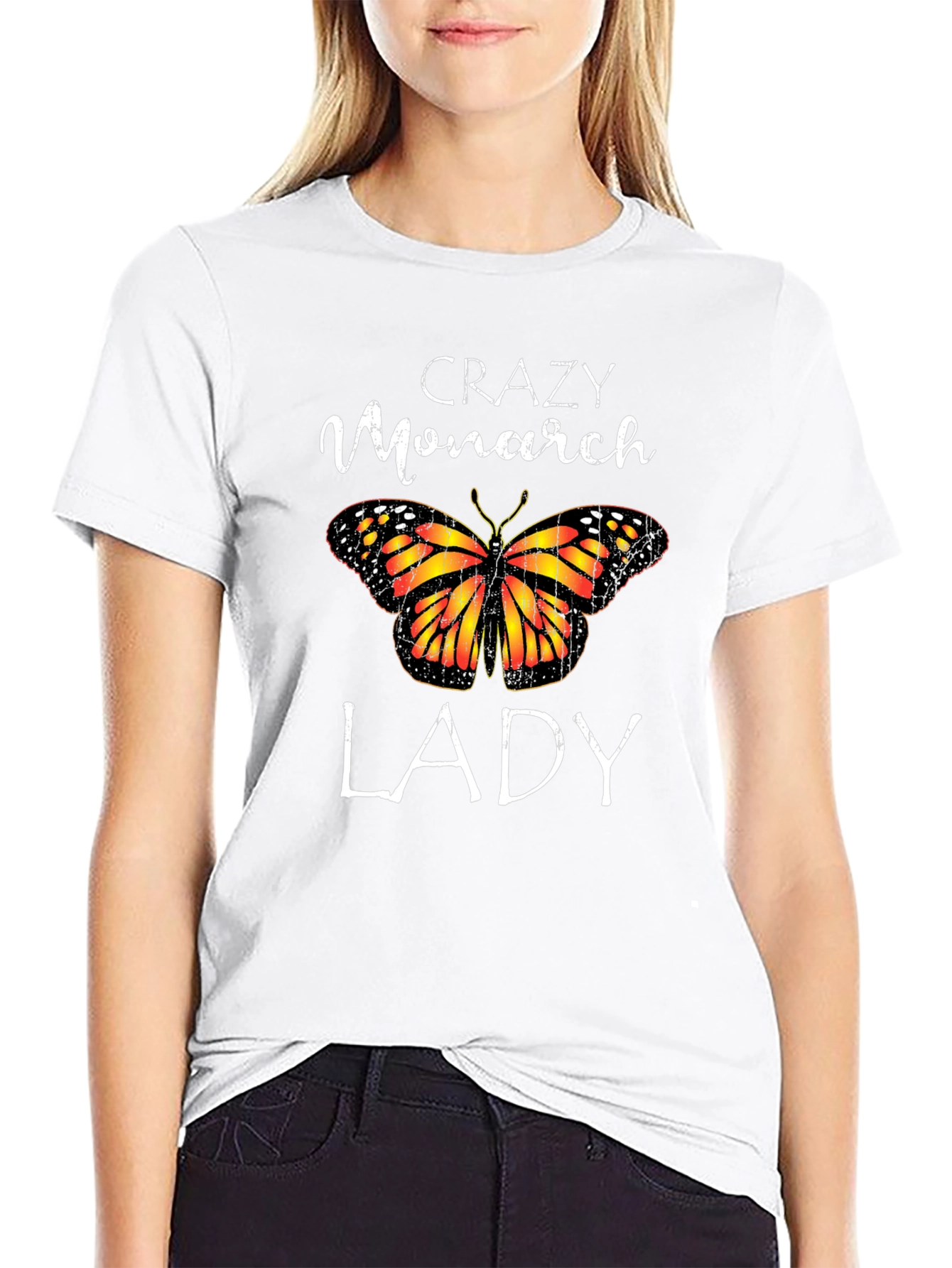 Black Crazy Monarch Lady Butterfly Graphic Tee view 9